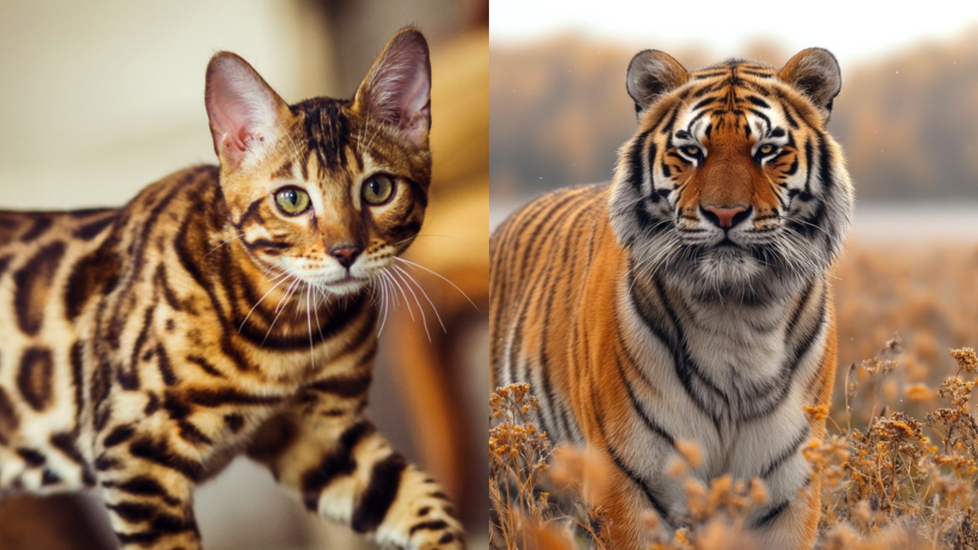 Gatos e tigres são animais diferentes, mas apresentam muitas semelhanças chocantes