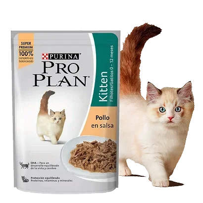 Sachê Pro Plan Kitten frango ao molho, alimento úmido para filhotes de gato