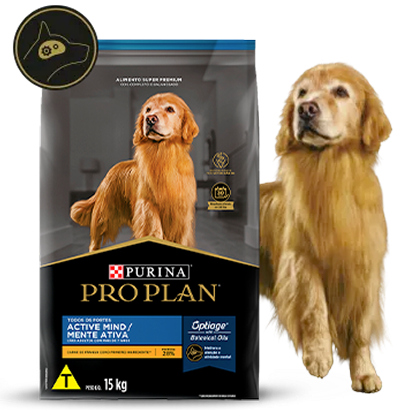 Ração Pro Plan Active Mind com cão sênior na card do produto
