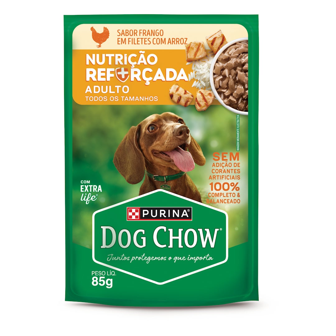 Dog Chow sachê ração úmida para cães adulto sabor frango com arroz 85g