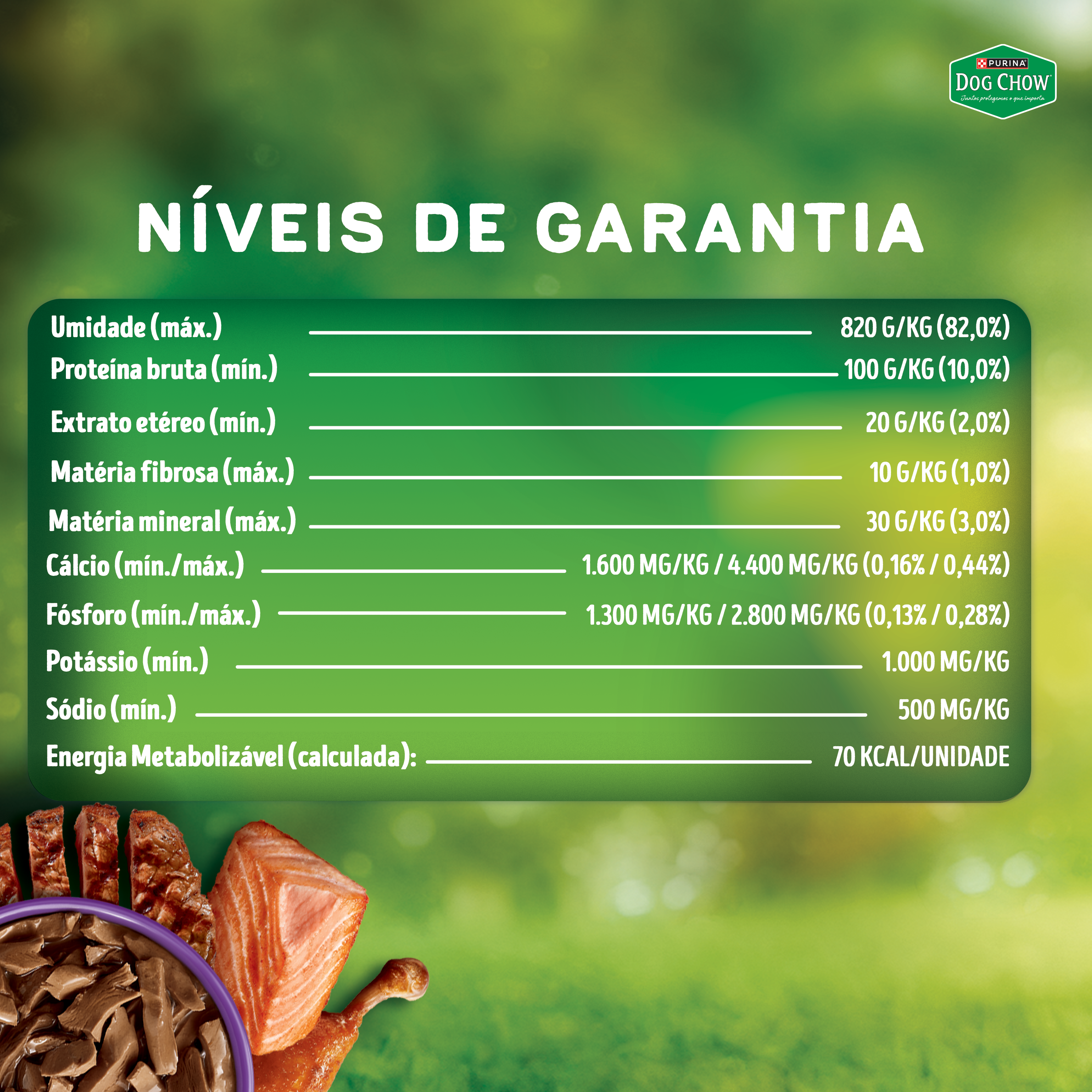 Dog Chow sachê ração úmida para cães adulto tripla proteína carne frango salmão tirinhas 85g
