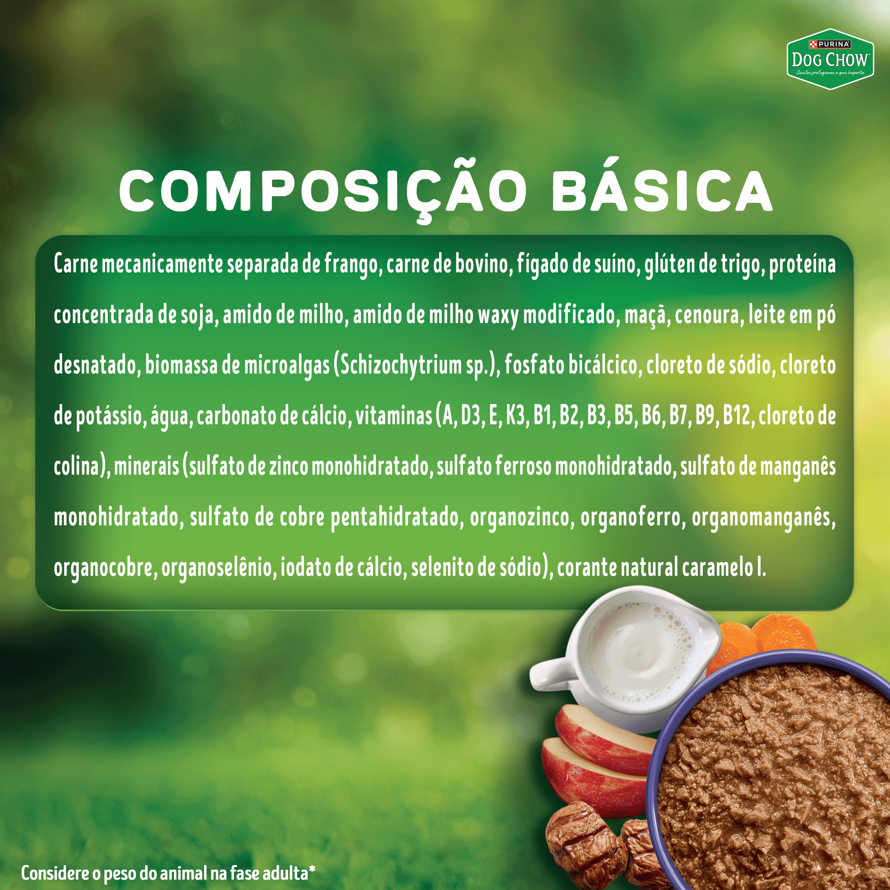 Dog Chow sachê ração úmida para filhotes papinha carne cenoura maçã leite 85g