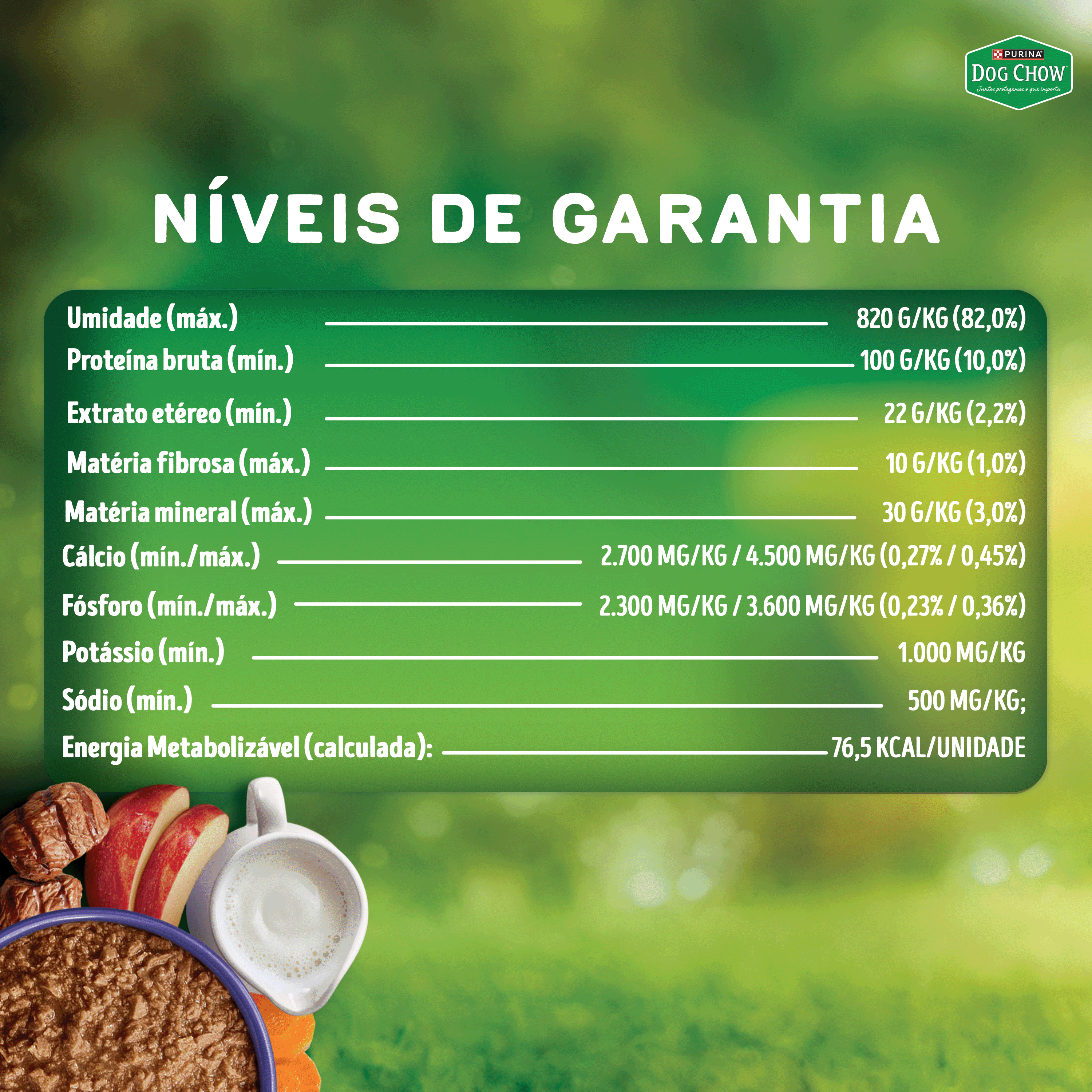 Dog Chow sachê ração úmida para filhotes papinha carne cenoura maçã leite 85g