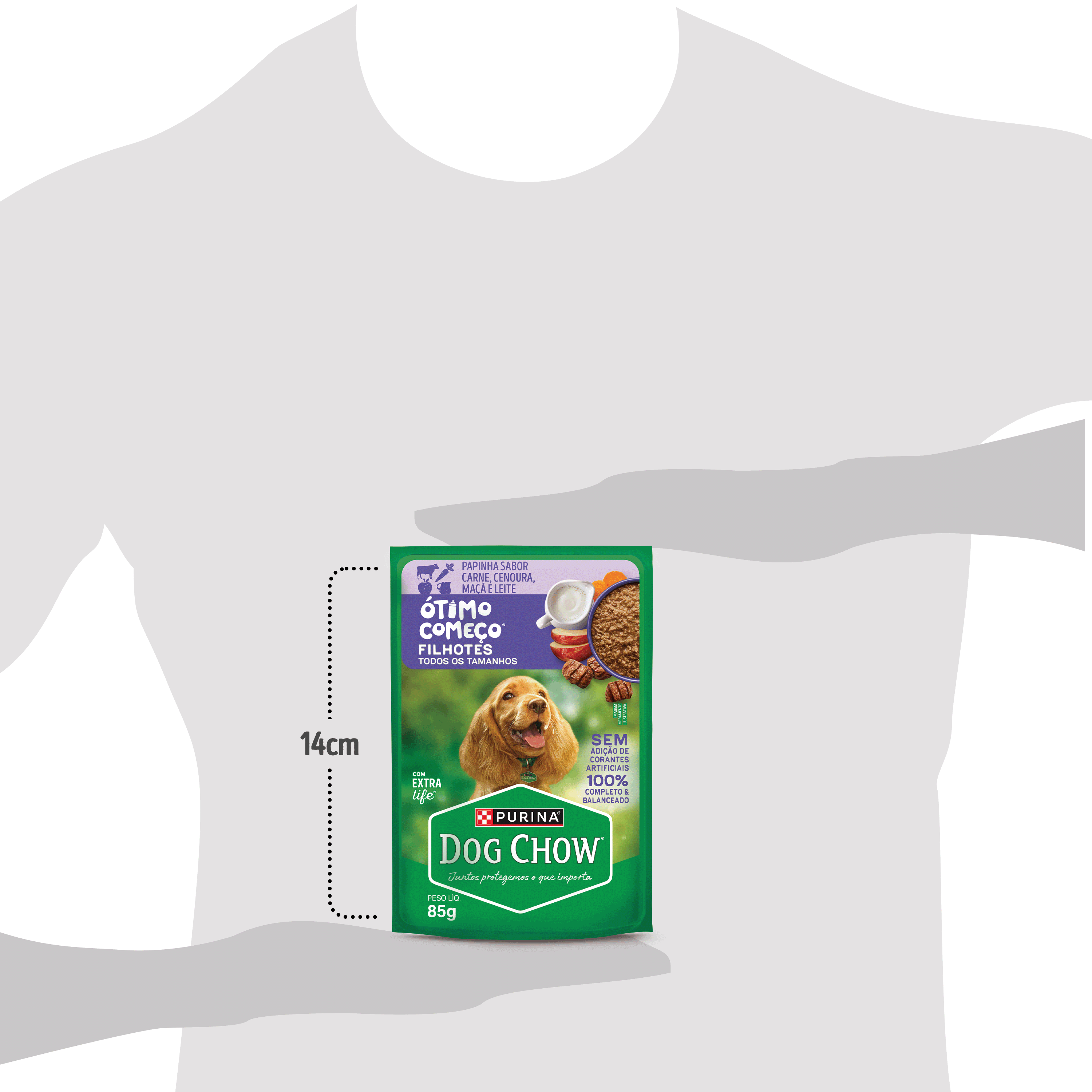 Dog Chow sachê ração úmida para filhotes papinha carne cenoura maçã leite 85g