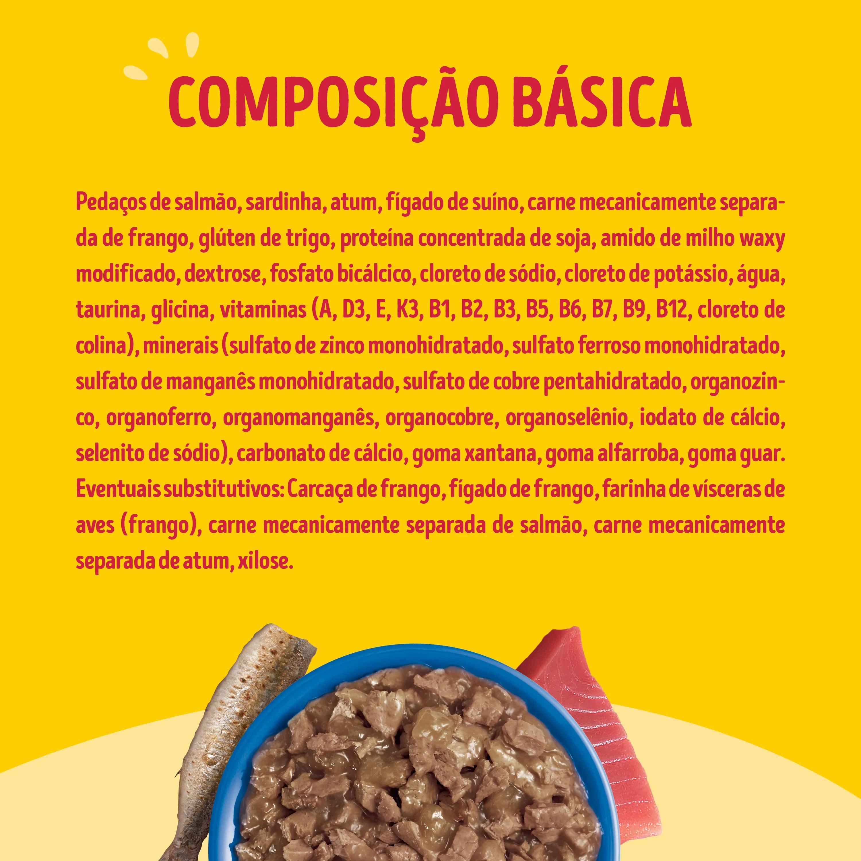 Ração úmida para gatos Friskies Mar de Sabores com molho cremoso, feita com atum, salmão e sardinha.