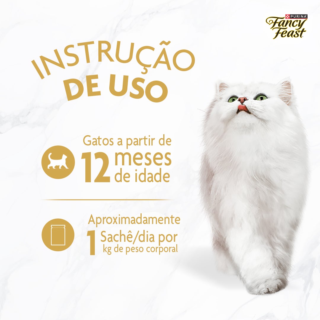 Sachê de ração úmida para gatos Fancy Feast Supremó sabor bacalhau com tomate e batata