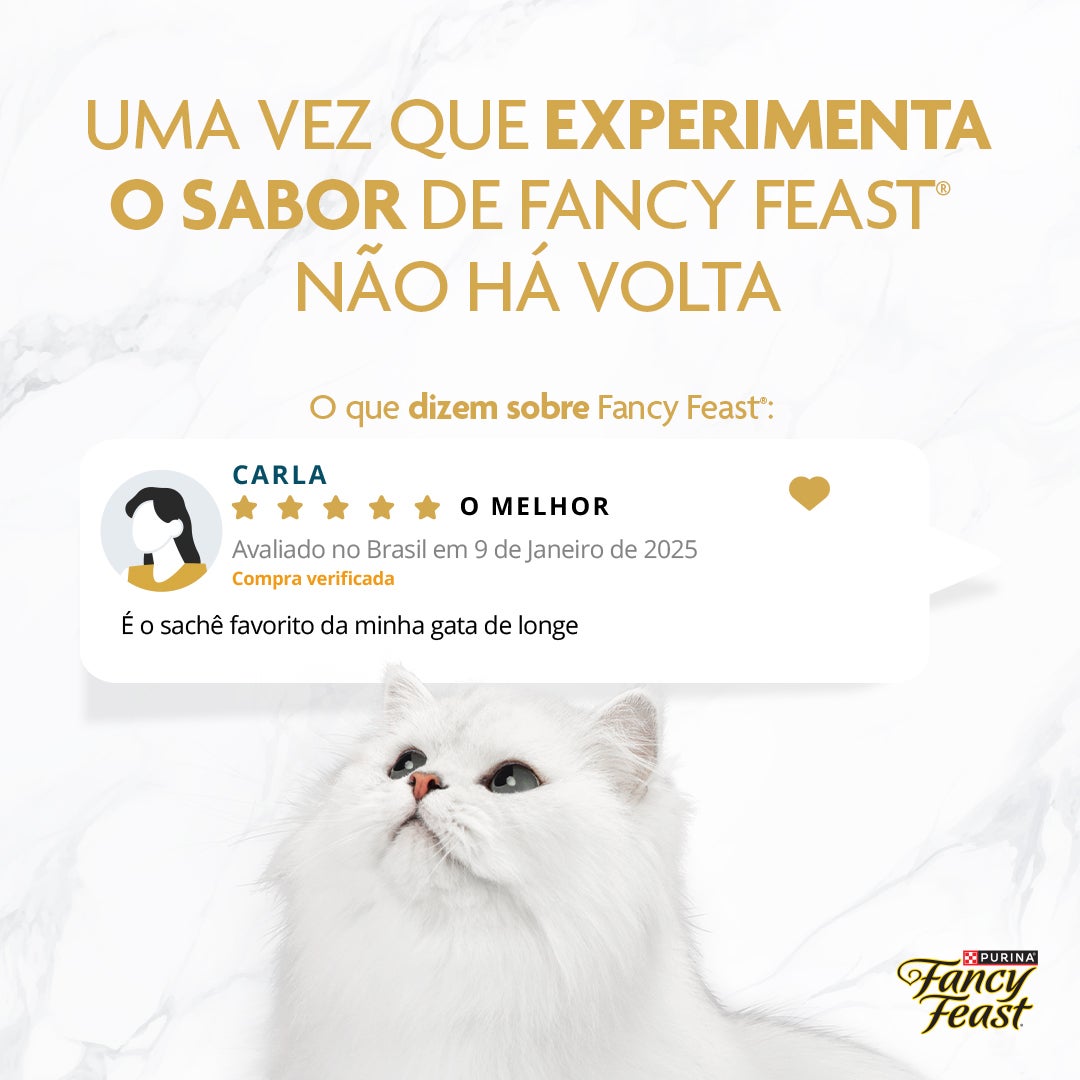 Sachê de ração úmida para gatos Fancy Feast Supremó sabor bacalhau com tomate e batata