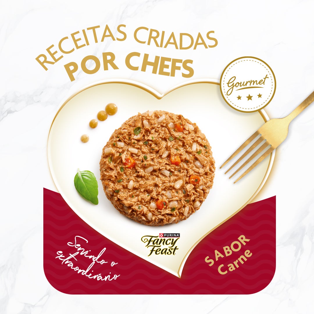 Sachê de ração úmida para gatos Fancy Feast Supremó sabor carne em risoto com vegetais