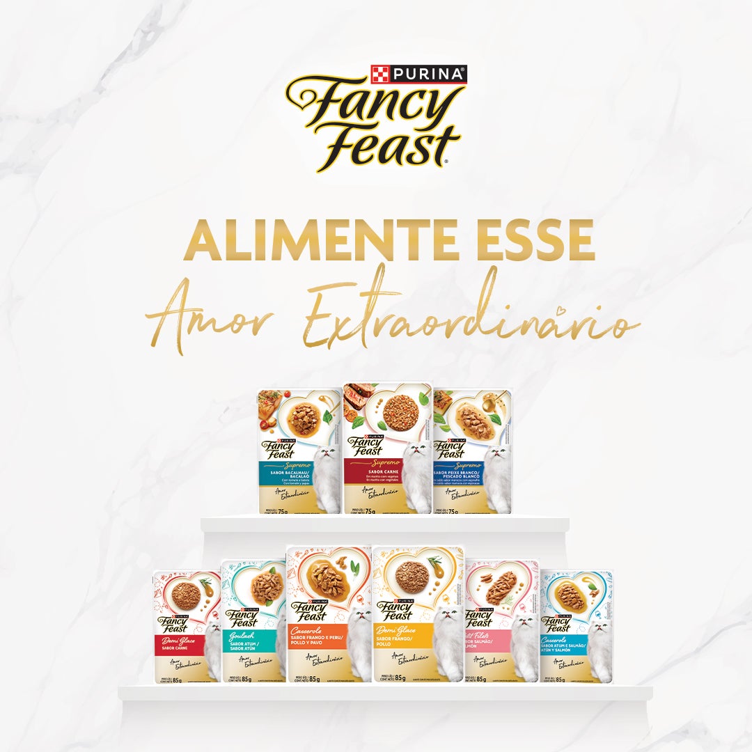 Sachê de ração úmida para gatos Fancy Feast Supremó sabor bacalhau com tomate e batata