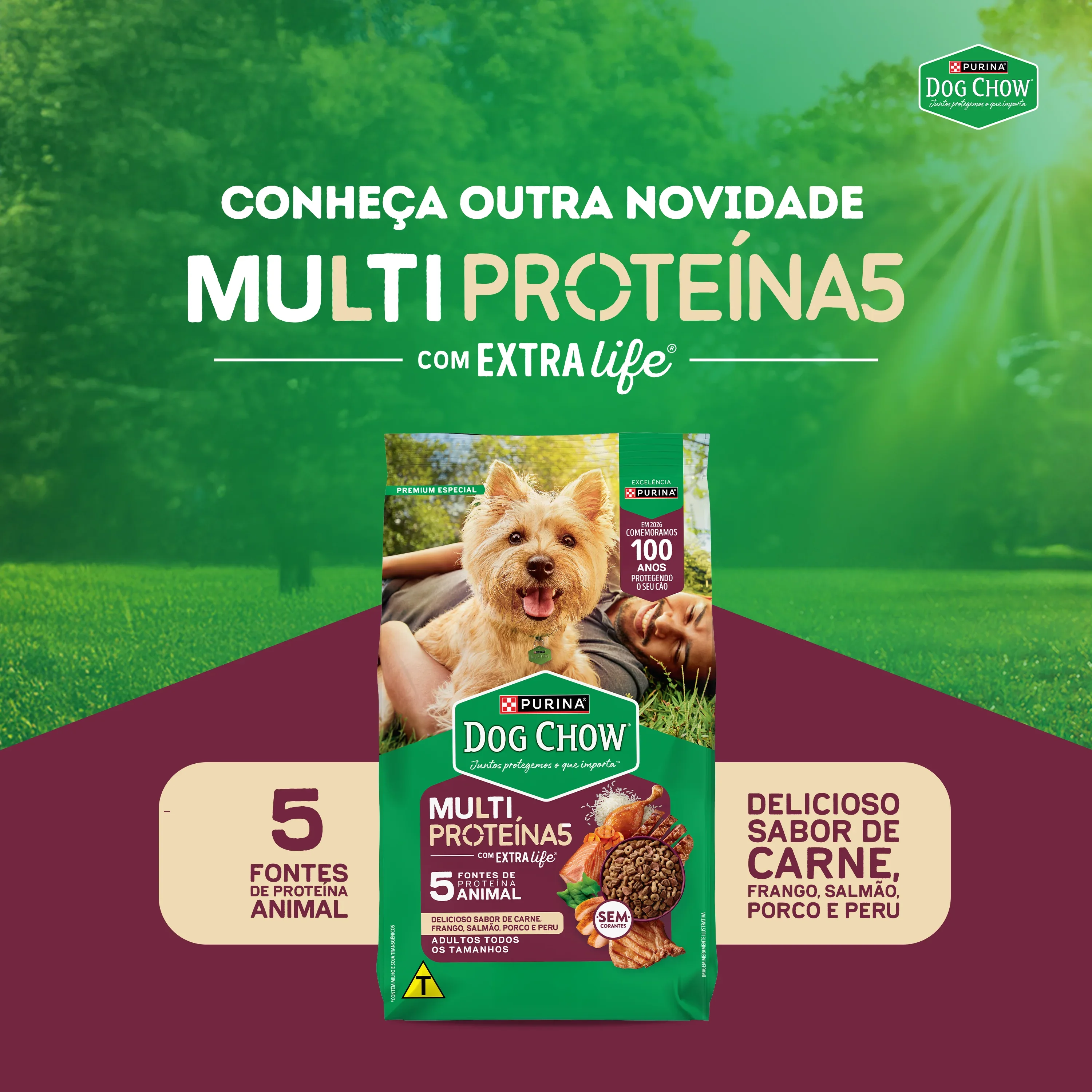 Embalagem de Dog Chow Alta Proteína Ração para Cães Adultos Purina