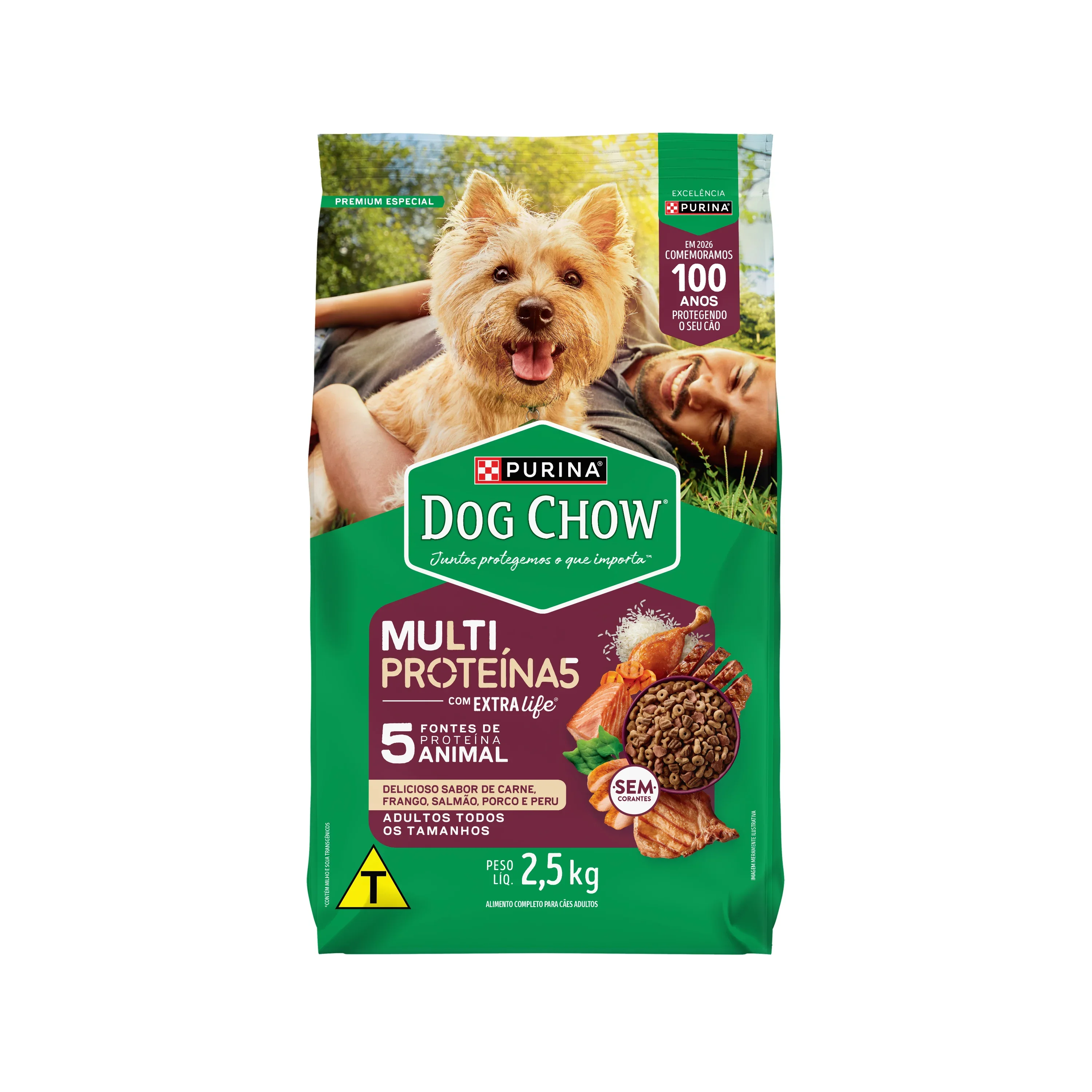 Embalagem de Dog Chow Multiproteína Ração para Cães Adultos Purina