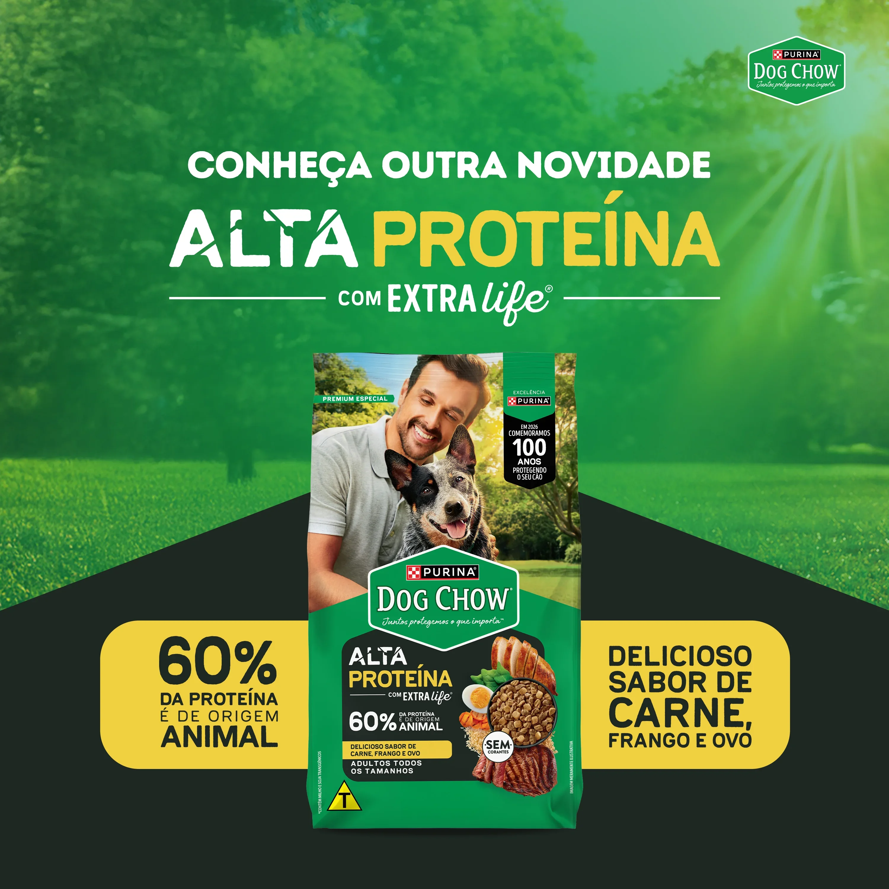 Embalagem de Dog Chow Multiproteína Ração para Cães Adultos Purina