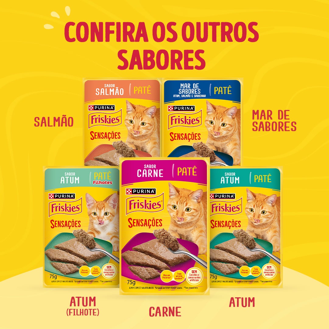 Ração úmida para gatos adultos Friskies® Patê Sensações sabor Frango