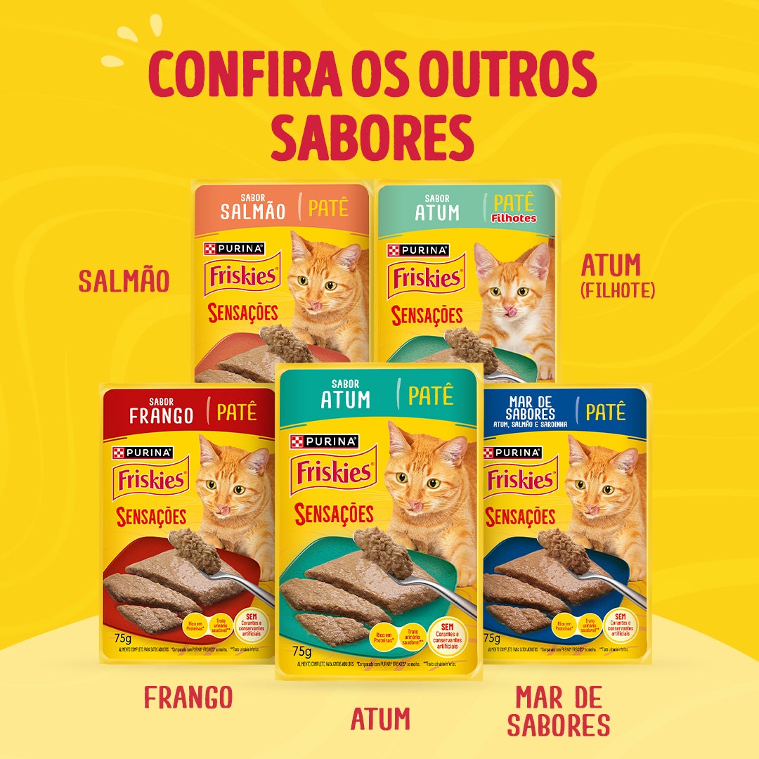 Ração úmida para gatos adultos Friskies® Patê Sensações sabor Carne