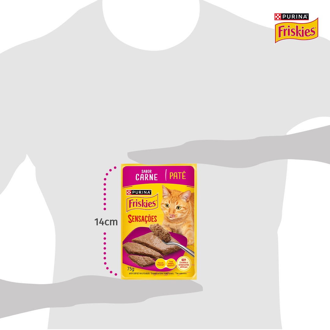 Ração úmida para gatos adultos Friskies® Patê Sensações sabor Carne