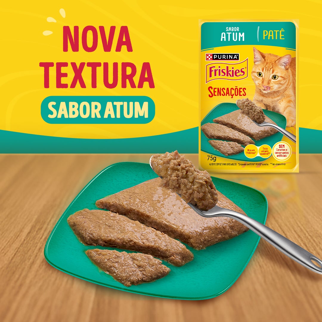 Ração úmida para gatos adultos Friskies® Patê Sensações sabor Atum