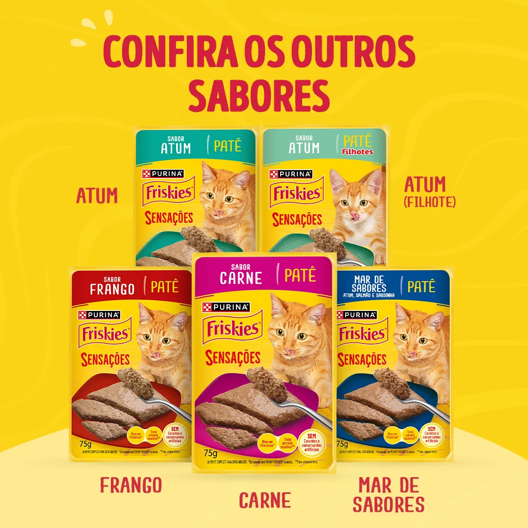 Ração úmida para gatos adultos Friskies® Patê Sensações sabor Salmão