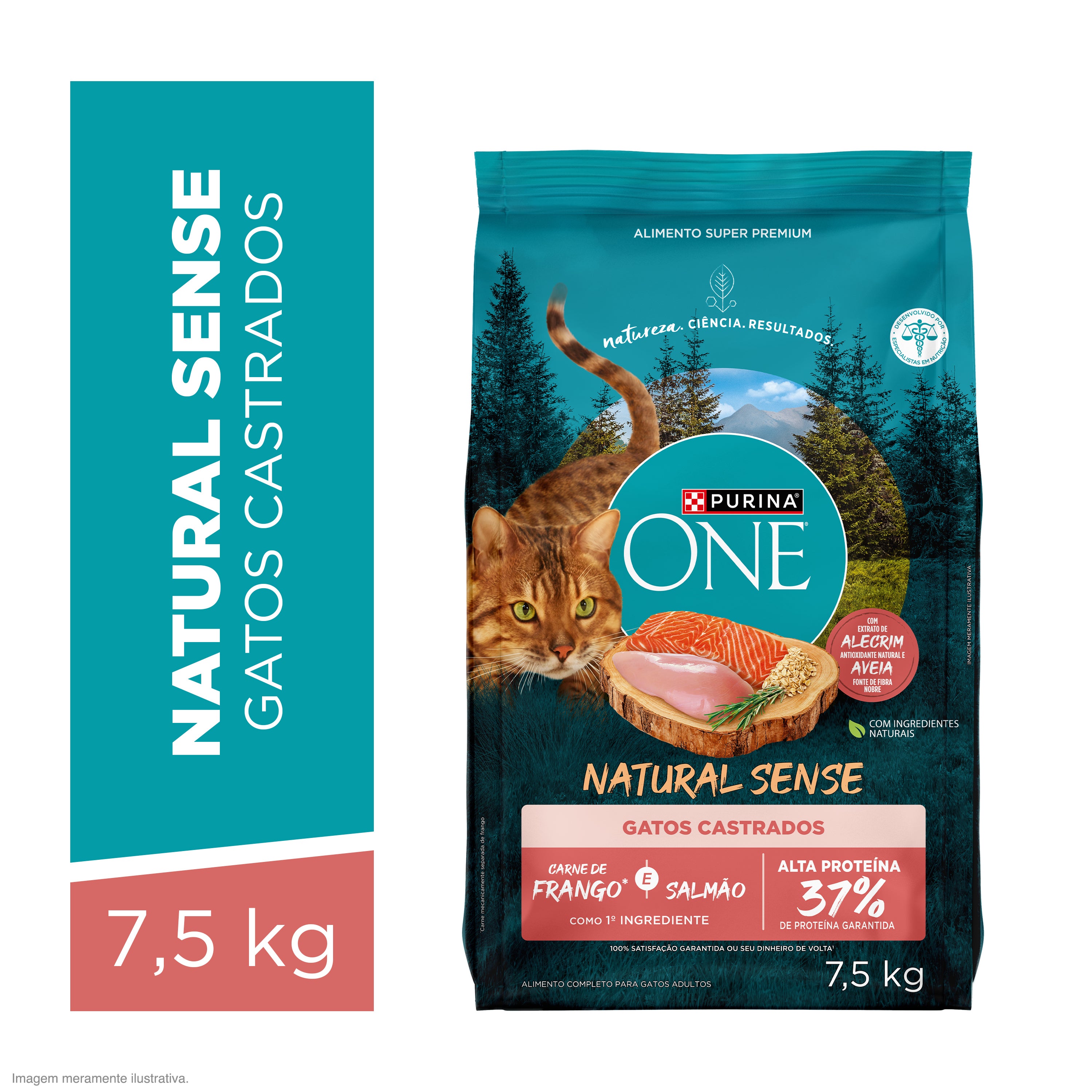 Purina One ração para gatos adultos castrados com frango e salmáo