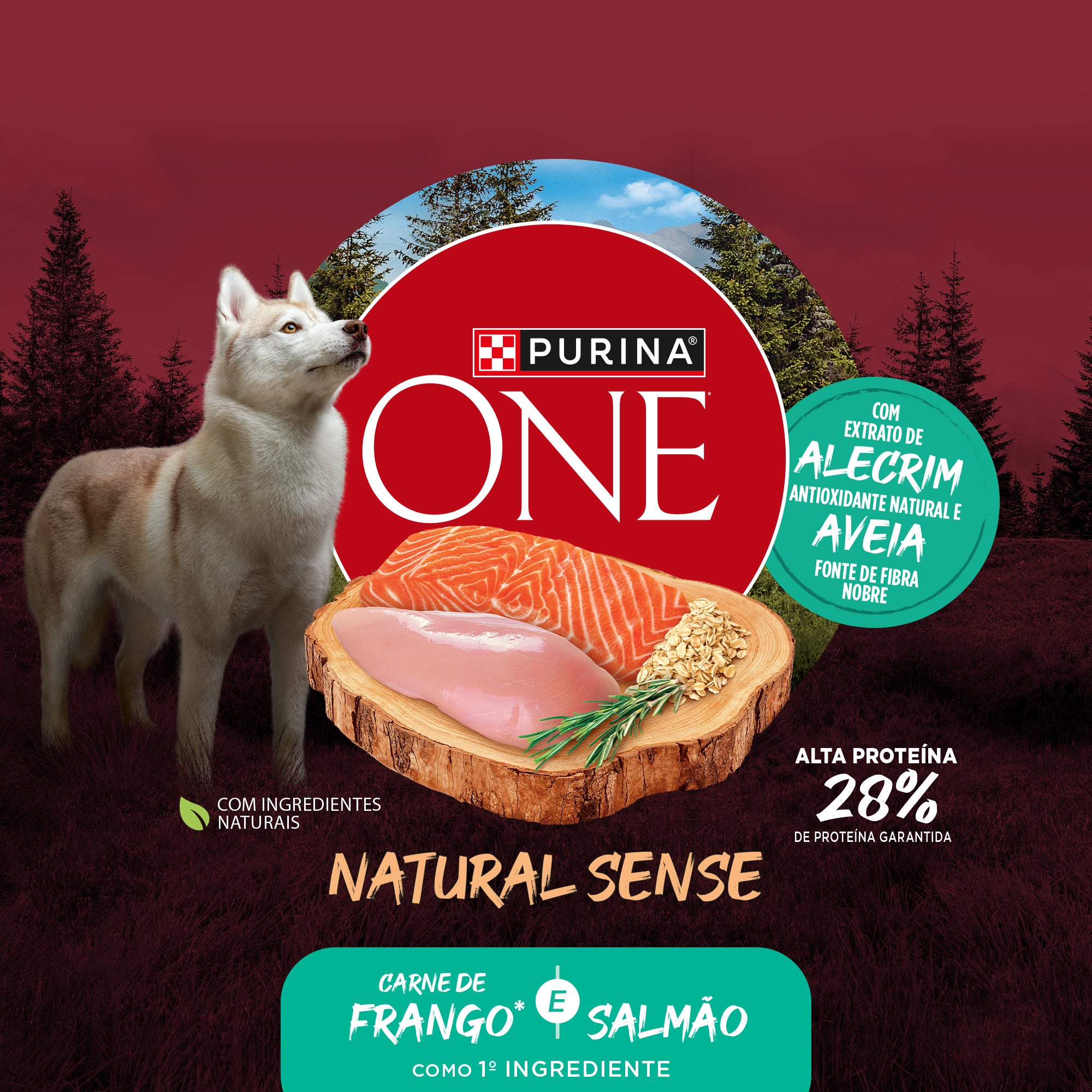 Purina One Natural Sense ração para cães adultos médios e grandes com frango e salmáo