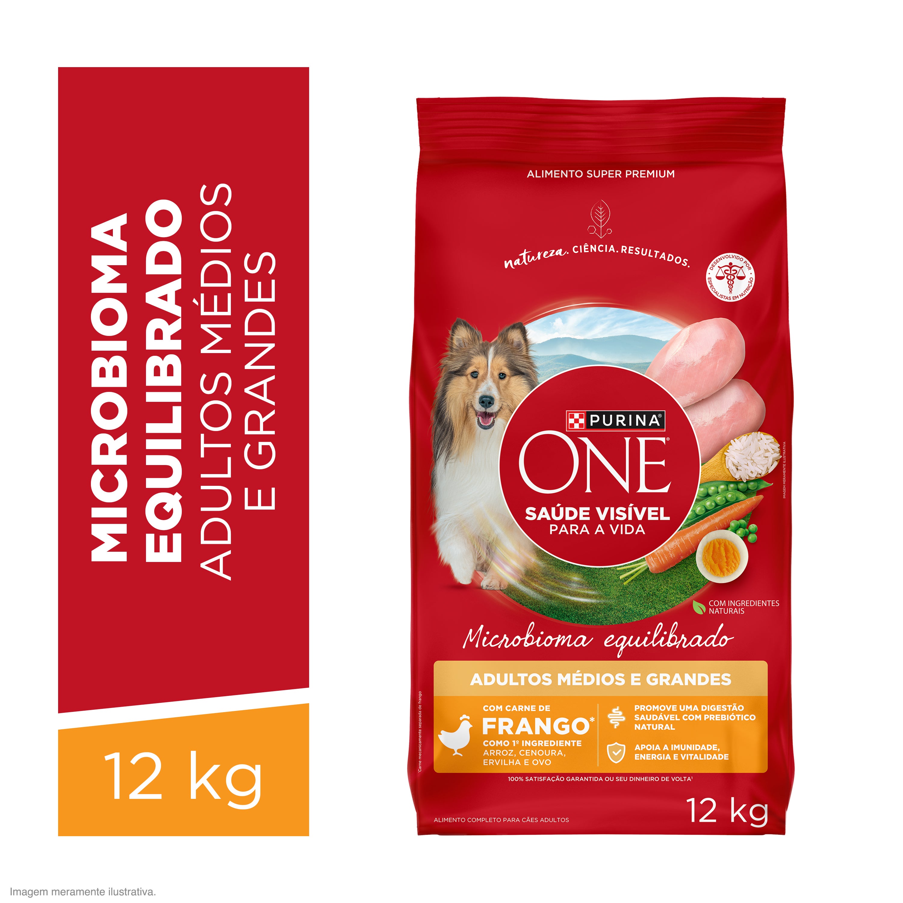 Purina One  ração para cães adultos médios e grandes com frango para ummicrobioma equilibrado
