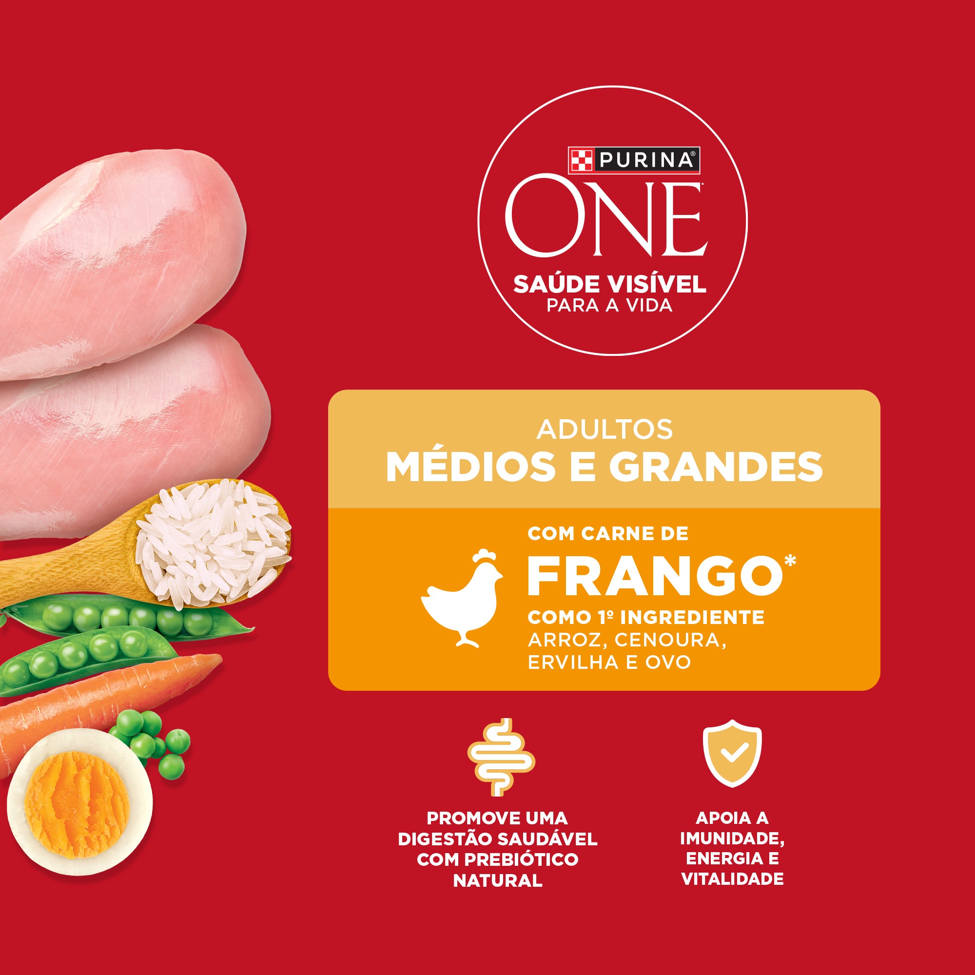 Purina One  ração para cães adultos médios e grandes com frango para ummicrobioma equilibrado