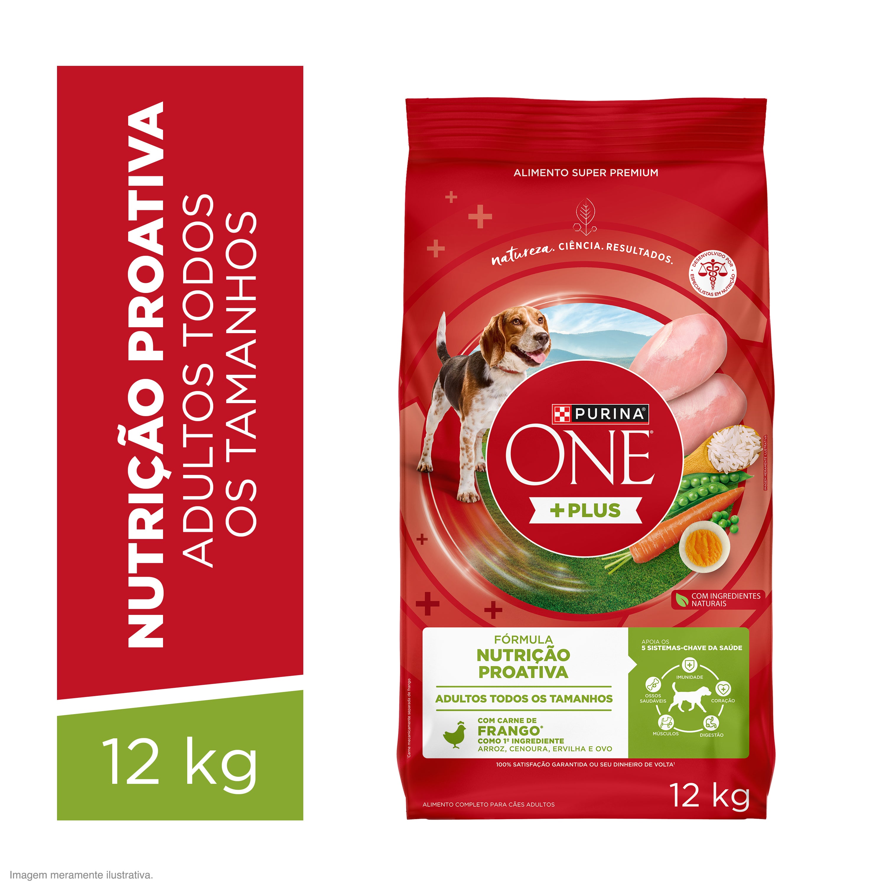Purina One ração para cães adultos com frango e nutrição proativa