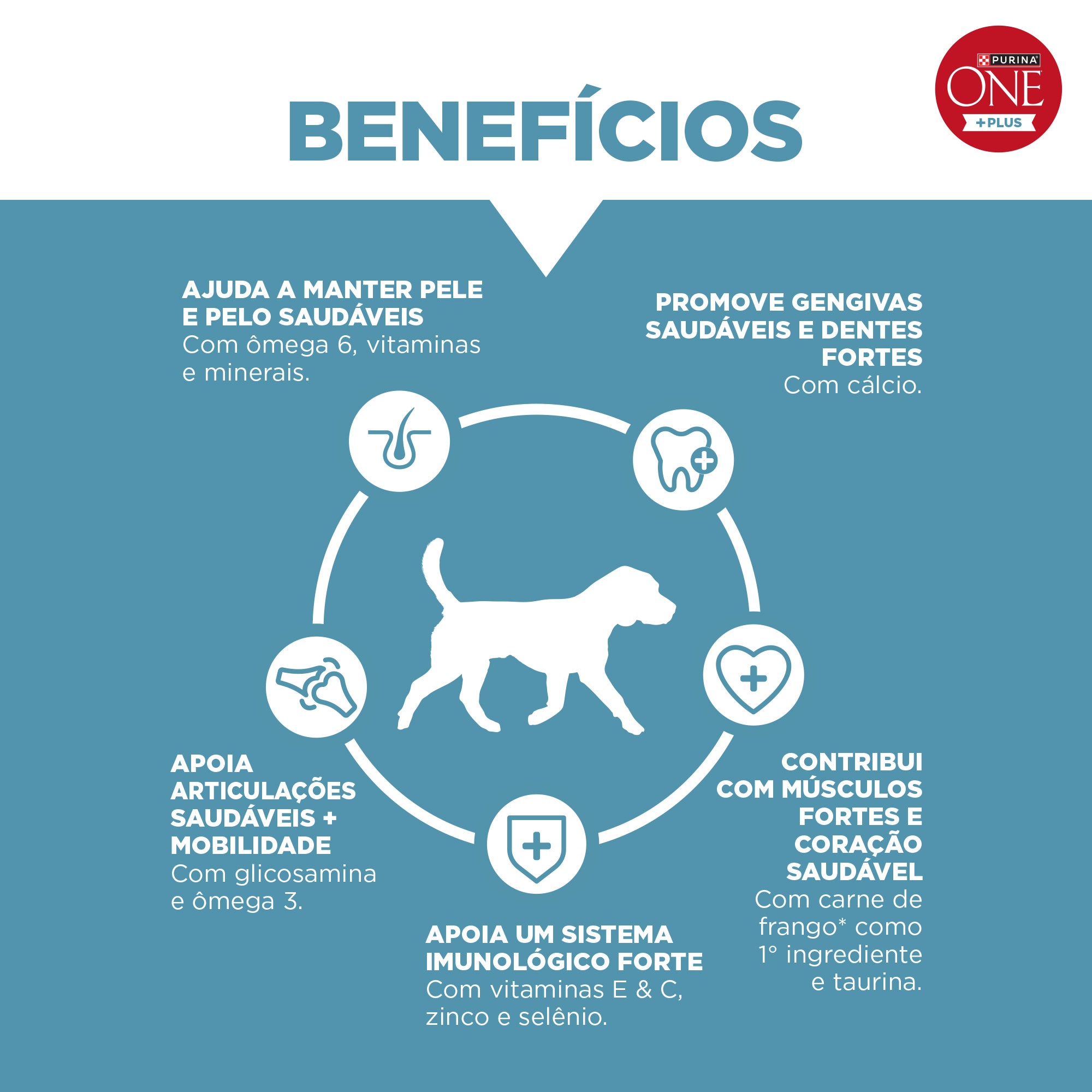 Purina One ração para cães adultos com frango, glicosamina e ômega 3 para articulações saudáveis