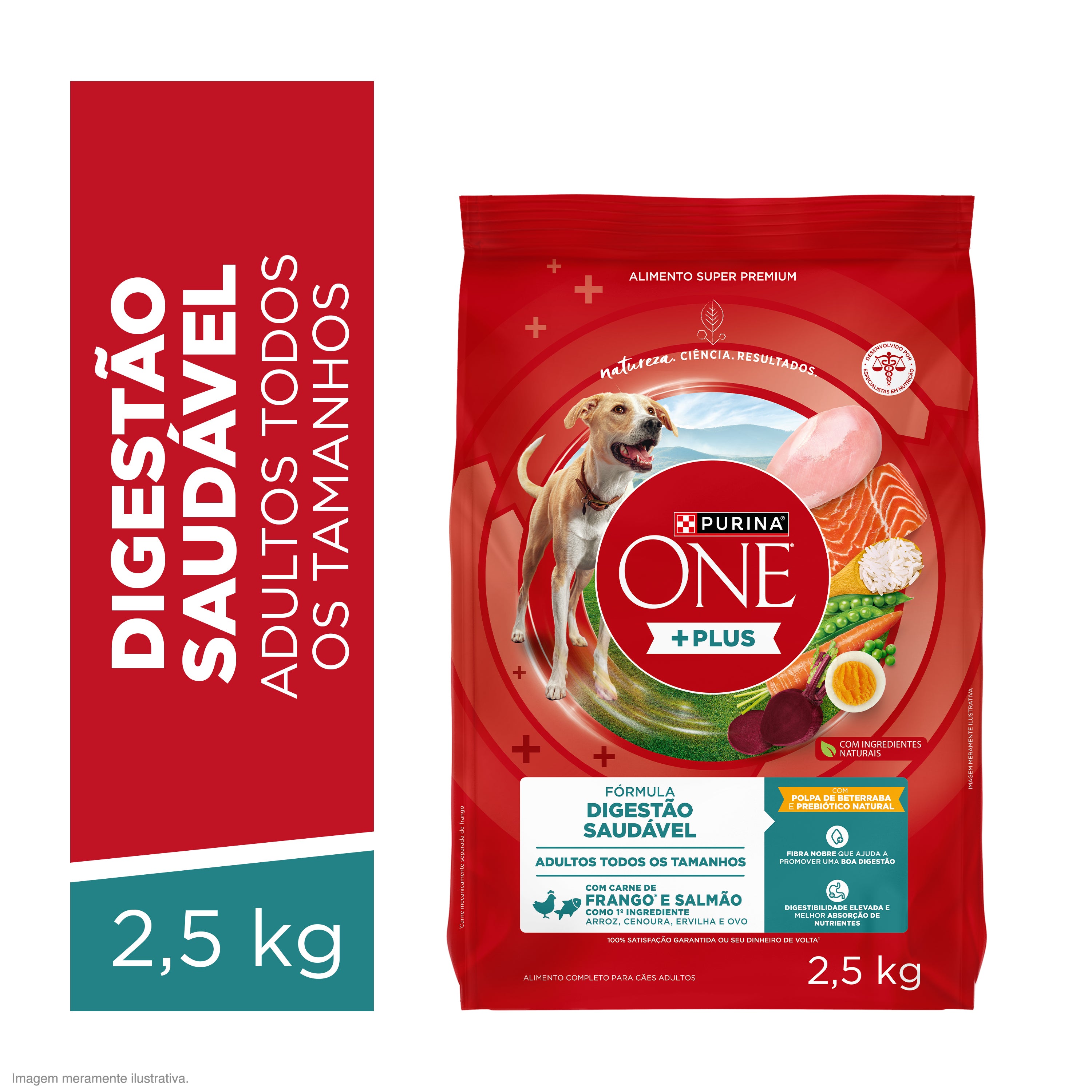 Purina One ração para cães adultos de todos os tamanhos com frango e salmão para uma digestão saudável