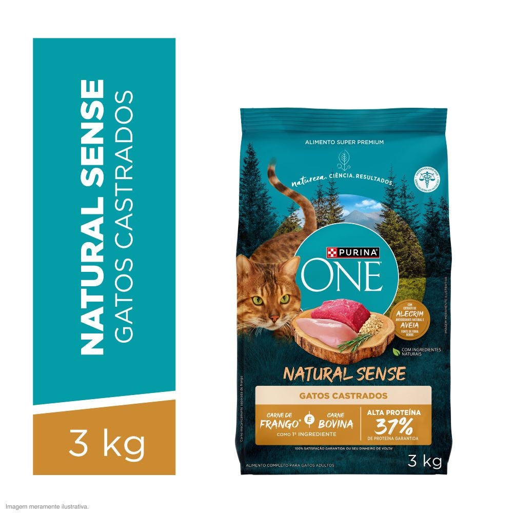 Purina One ração para gatos adultos castrados com frango e carne bovina