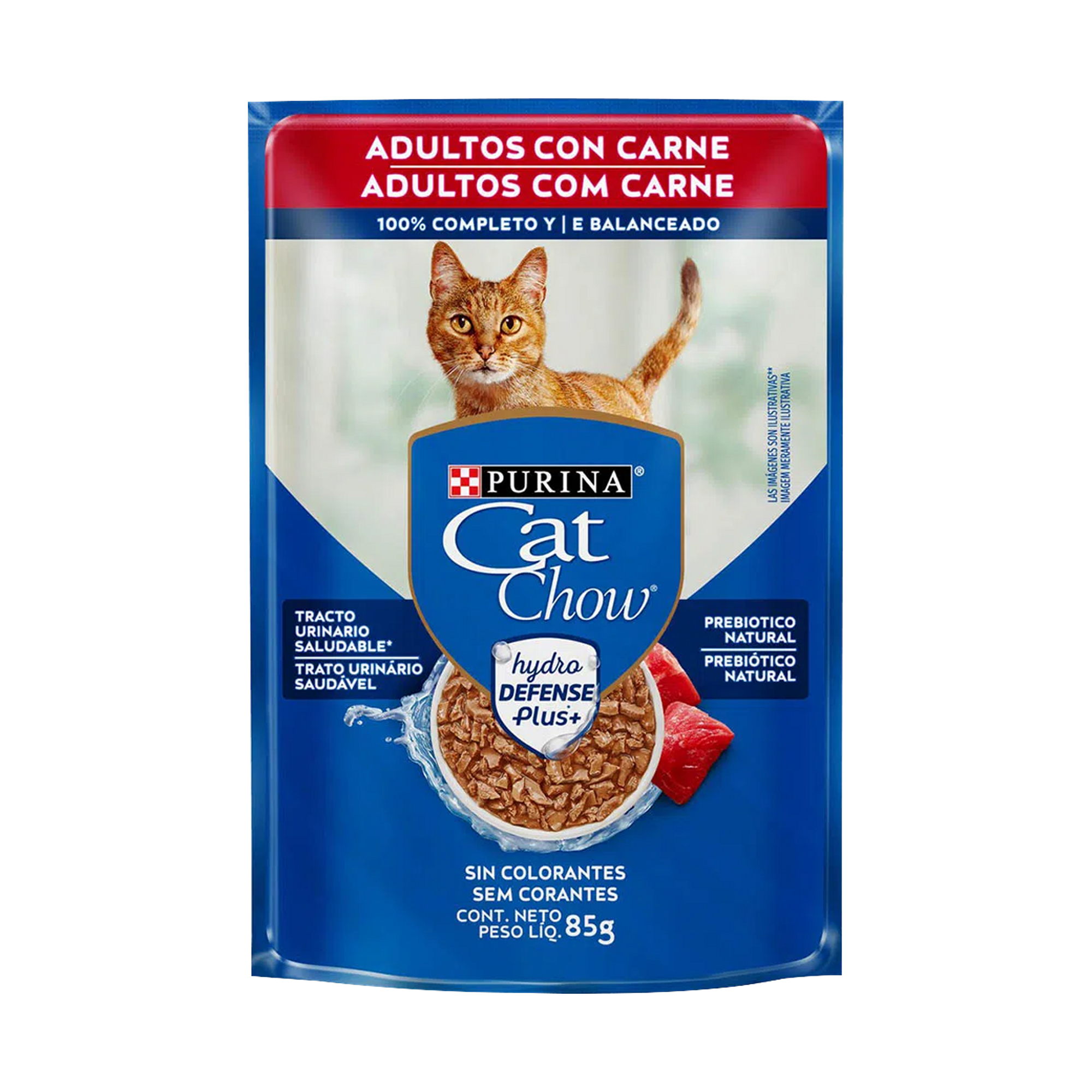 Embalagem de CAT CHOW® para Gato Adulto sabor carne ao molho, vista frontal