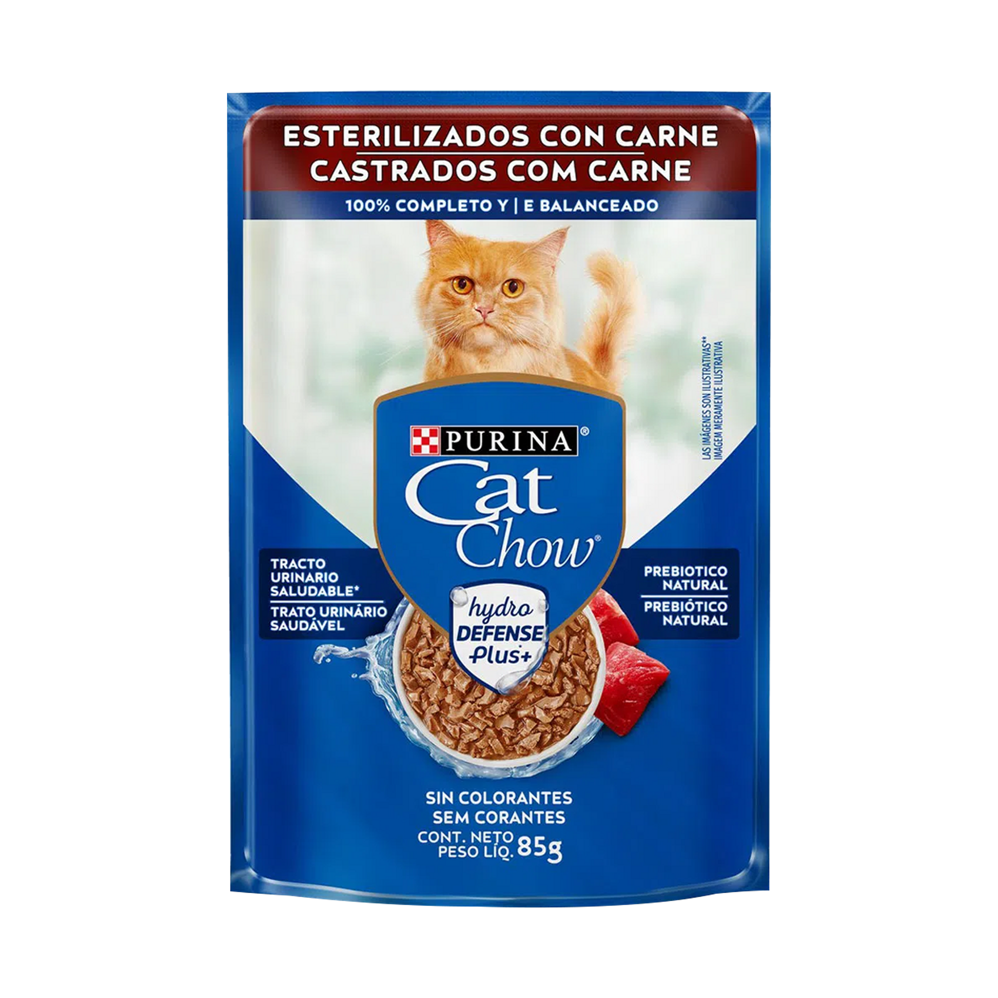 Embalagem de CAT CHOW® para Gato Castrado sabor carne ao molho, vista frontal