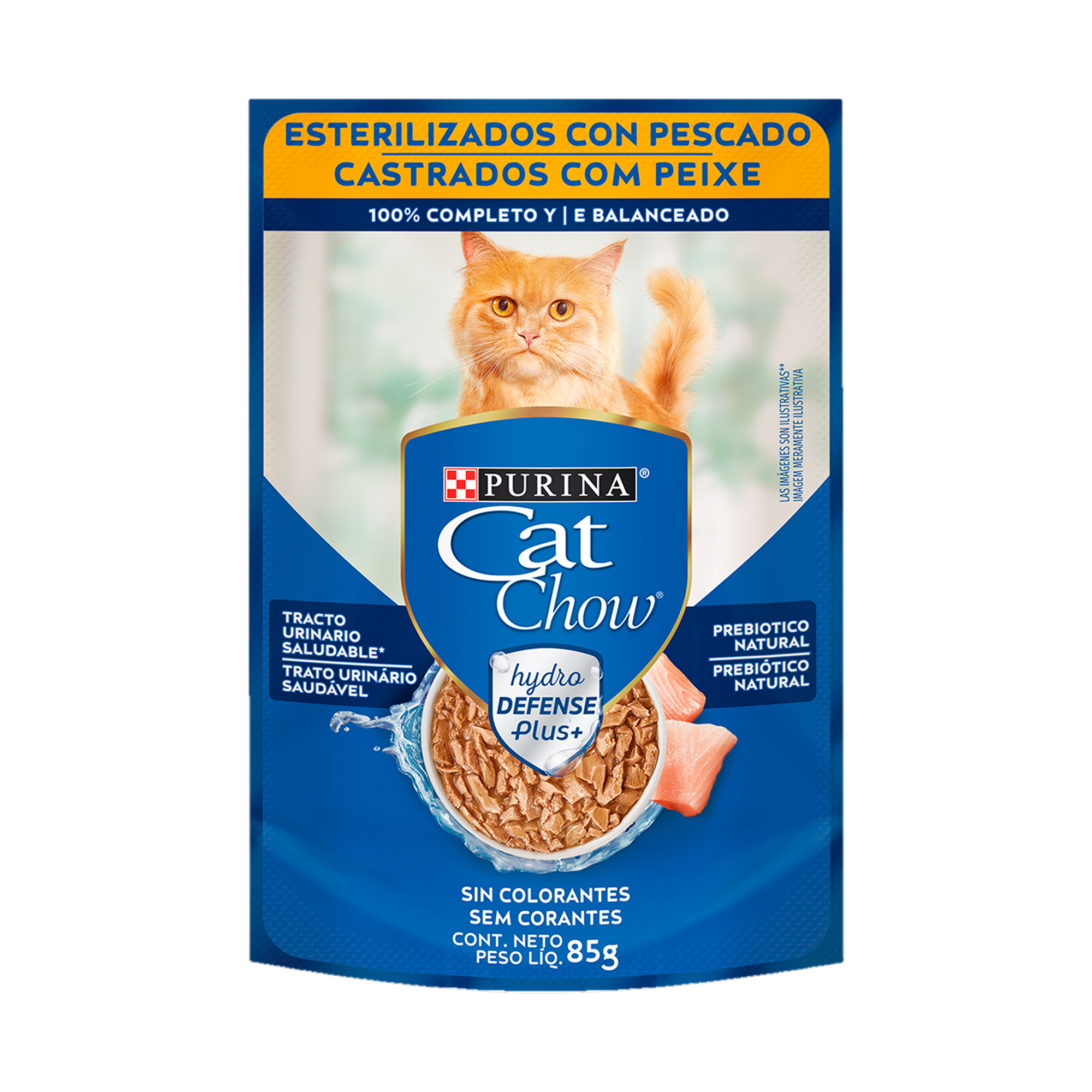 Embalagem de CAT CHOW® para Gato Castrado sabor peixe ao molho, vista frontal