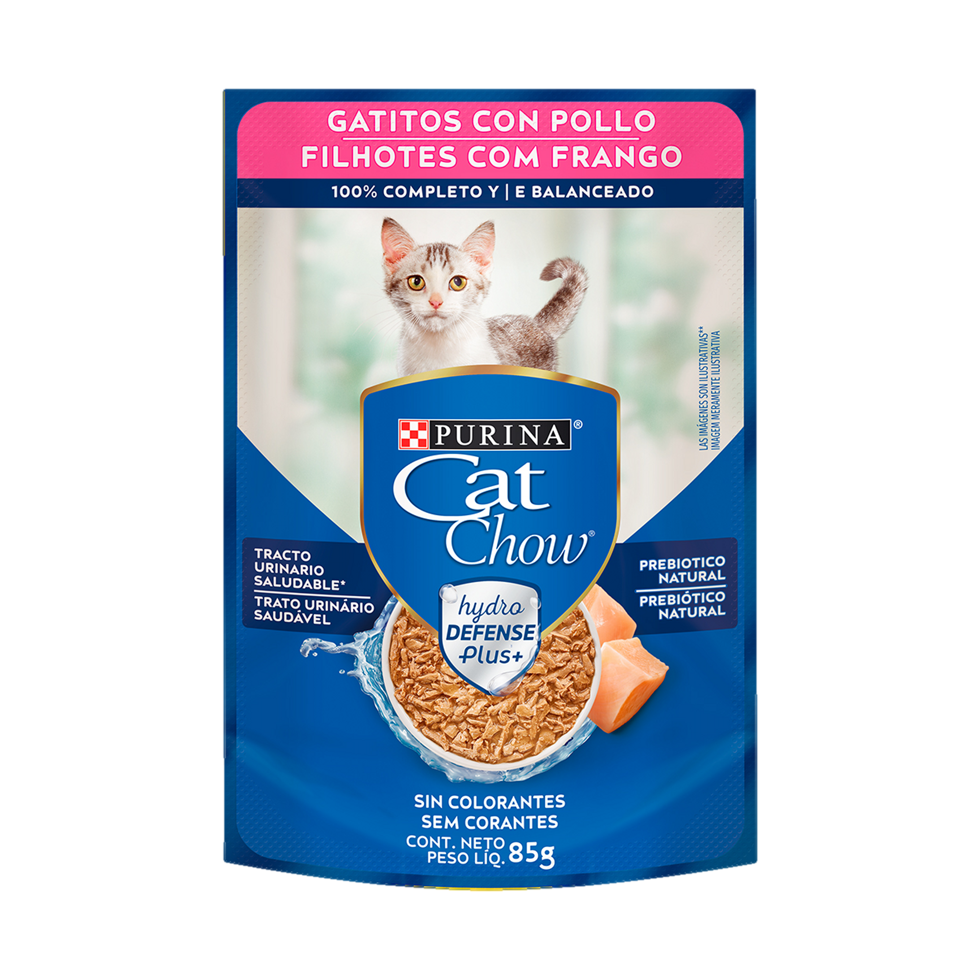 Embalagem de CAT CHOW® para Gato Filhote sabor frango ao molho, vista frontal