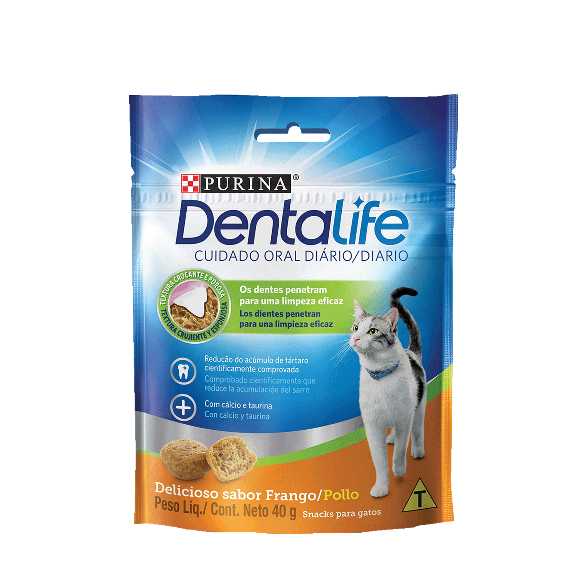 Embalagem de DENTALIFE Gatos Adultos Frango, vista frontal