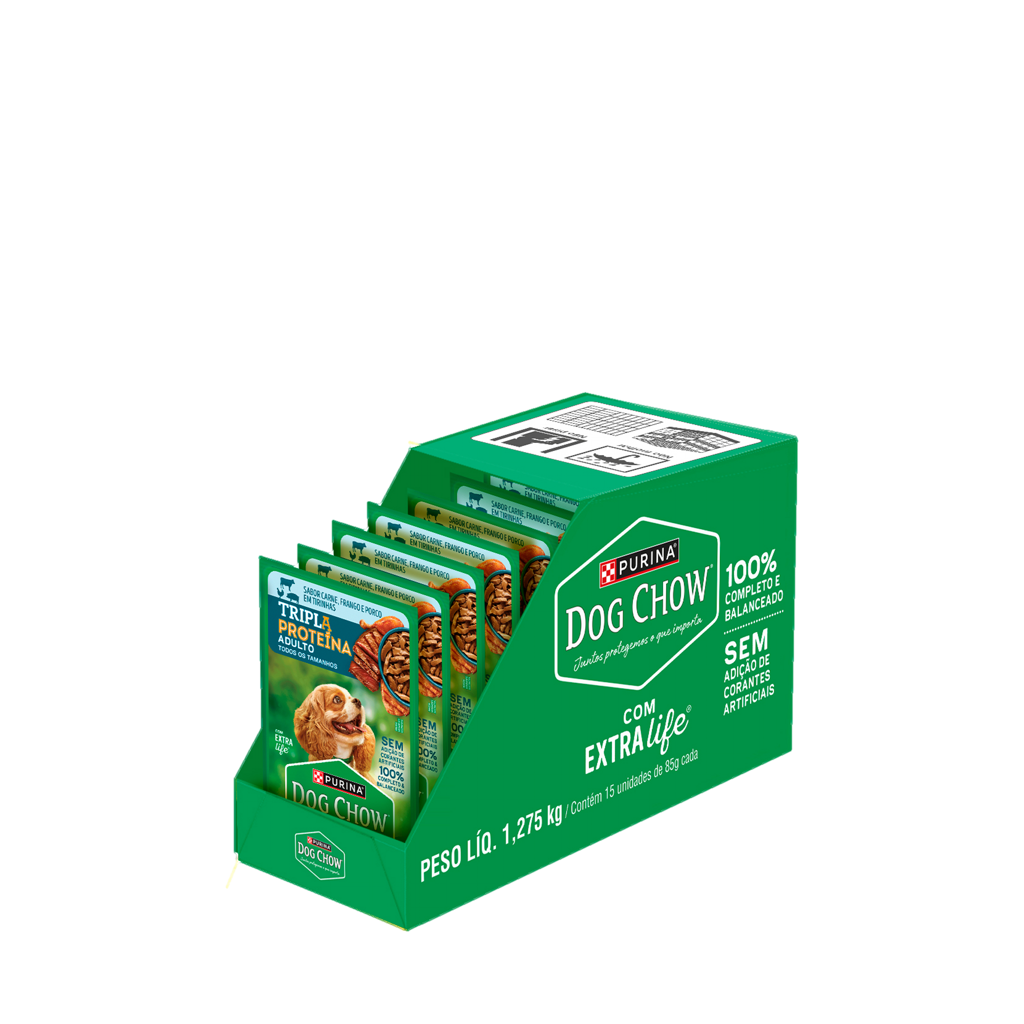 Embalagem múltipla de DOG CHOW® ALTA PROTEÍNA ADULTO Sabor Carne, Porco e Frango 85g