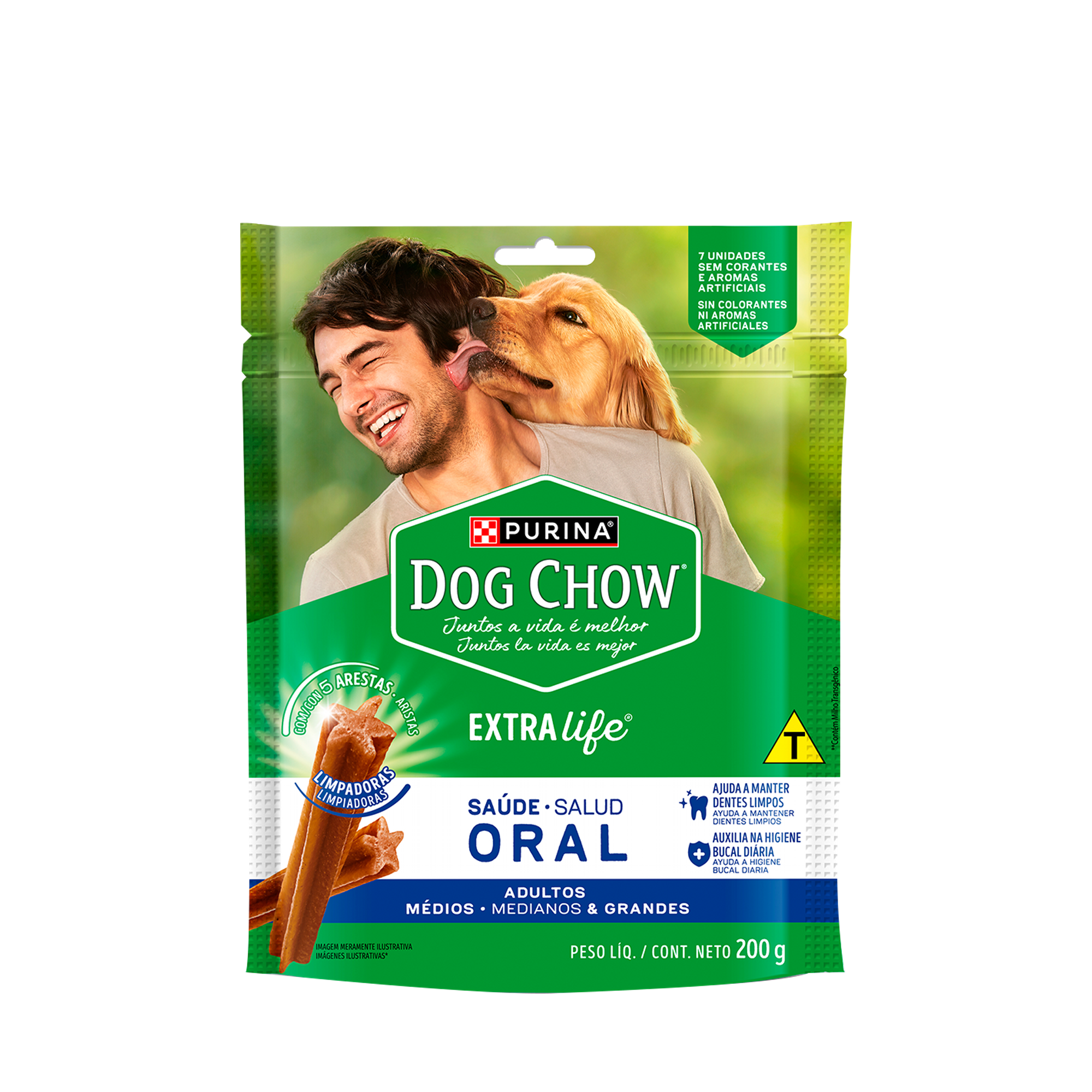 Embalagem de DOG CHOW® Saúde Oral para Cão Adulto médios e grandes, vista frontal