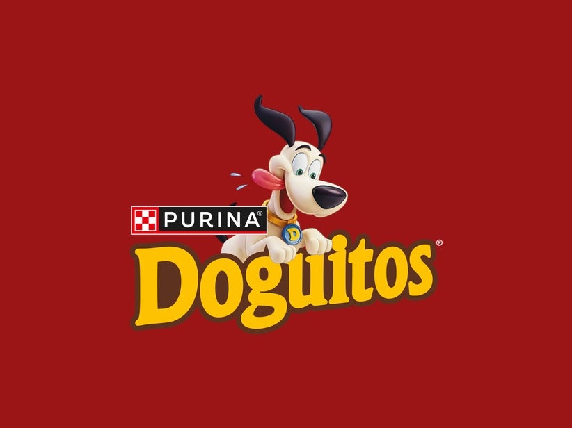 Logo Purina® Doguitos® sobre fundo vermelho