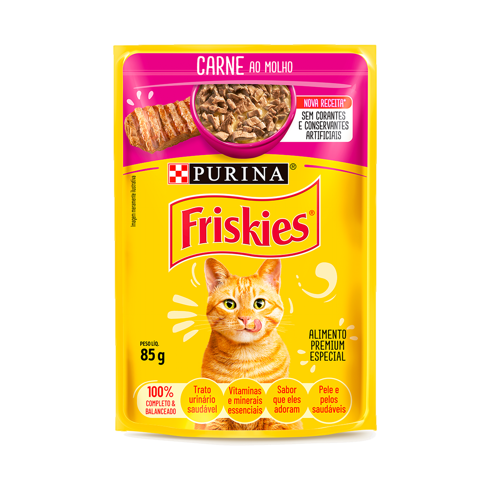 Embalagem de Friskies® Carne ao molho, vista frontal