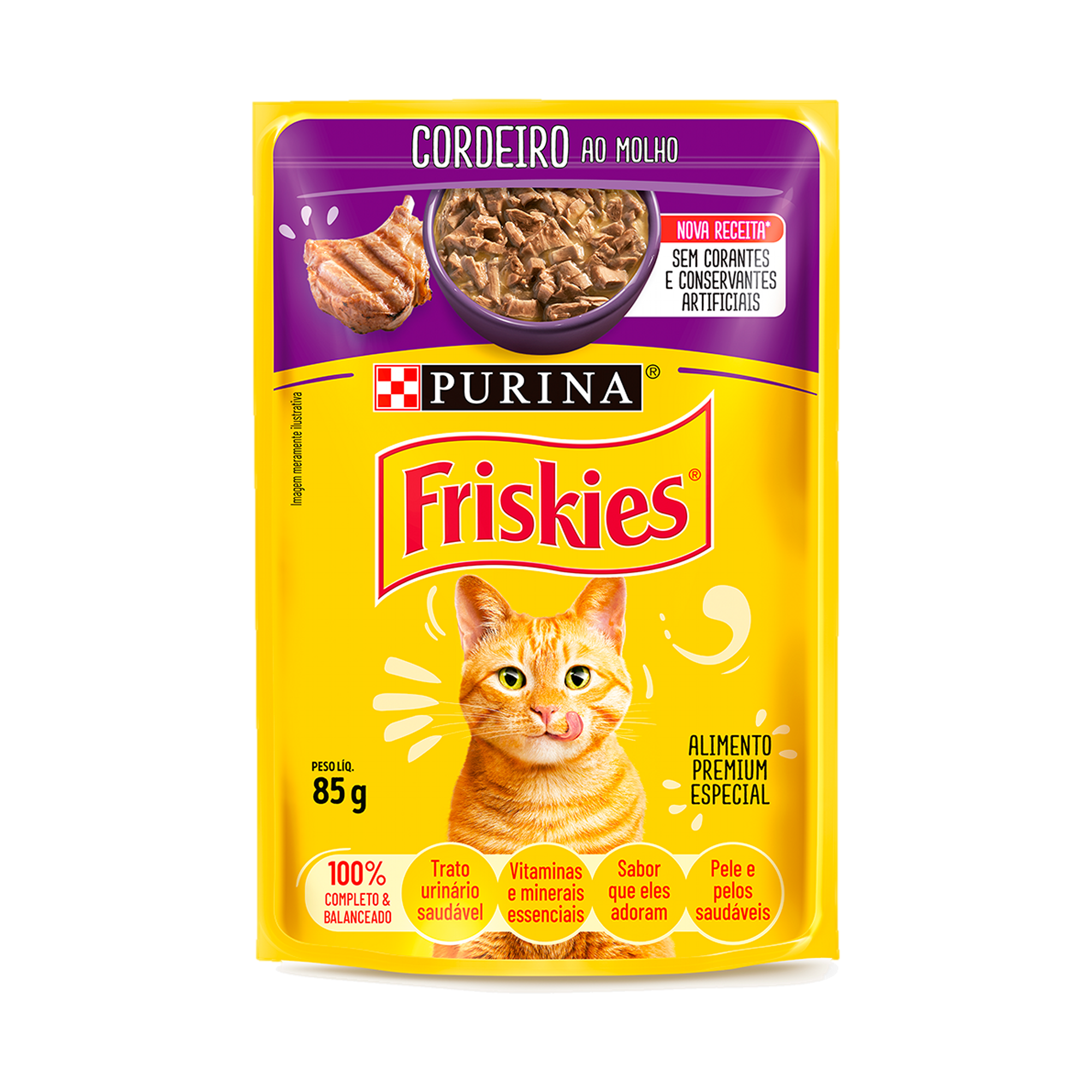 Embalagem de Friskies® Cordeiro ao molho, vista frontal