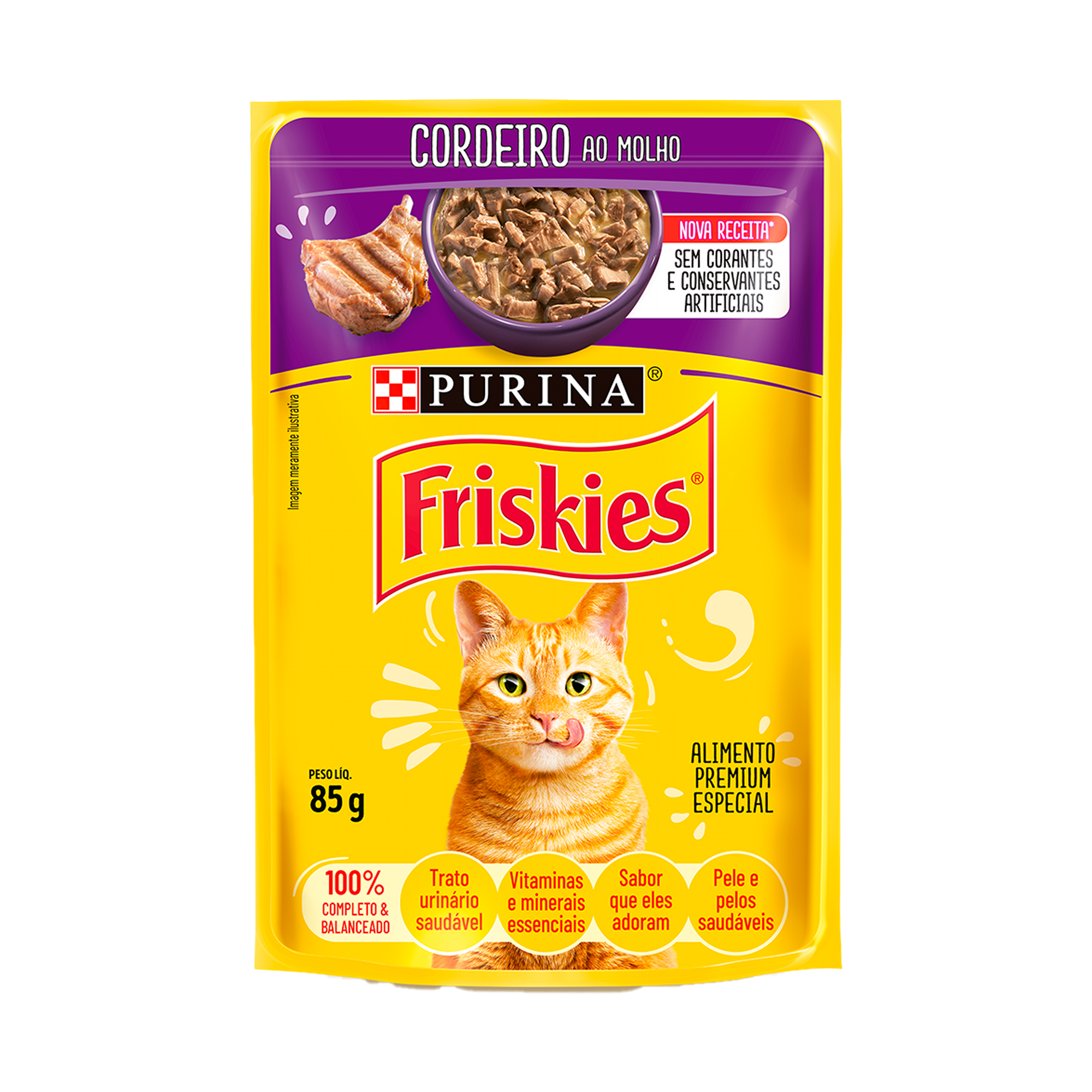 Embalagem de Friskies® Cordeiro ao molho, vista frontal