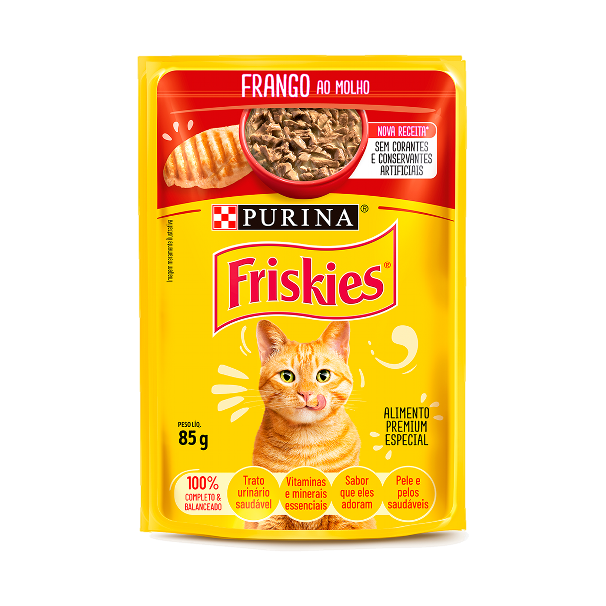 Embalagem de Friskies® Frango ao molho, vista frontal
