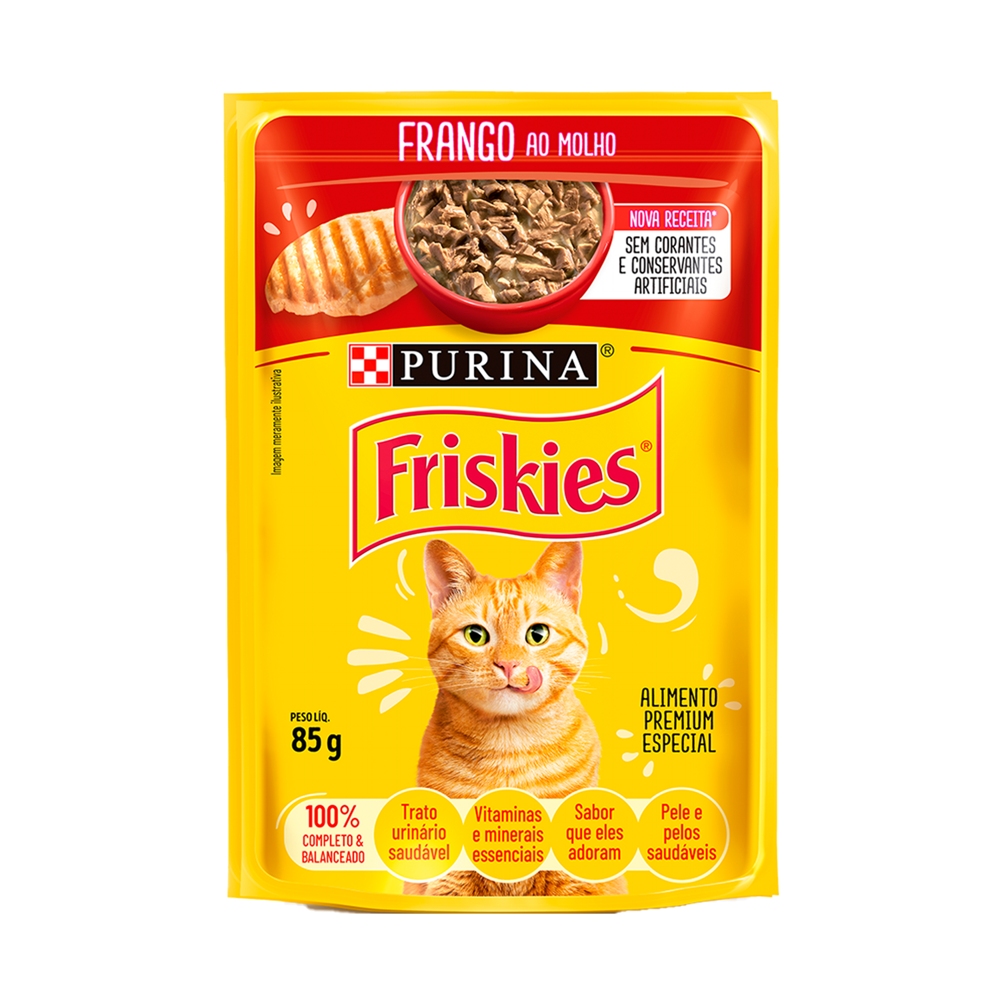 Embalagem de Friskies® Frango ao molho, vista frontal