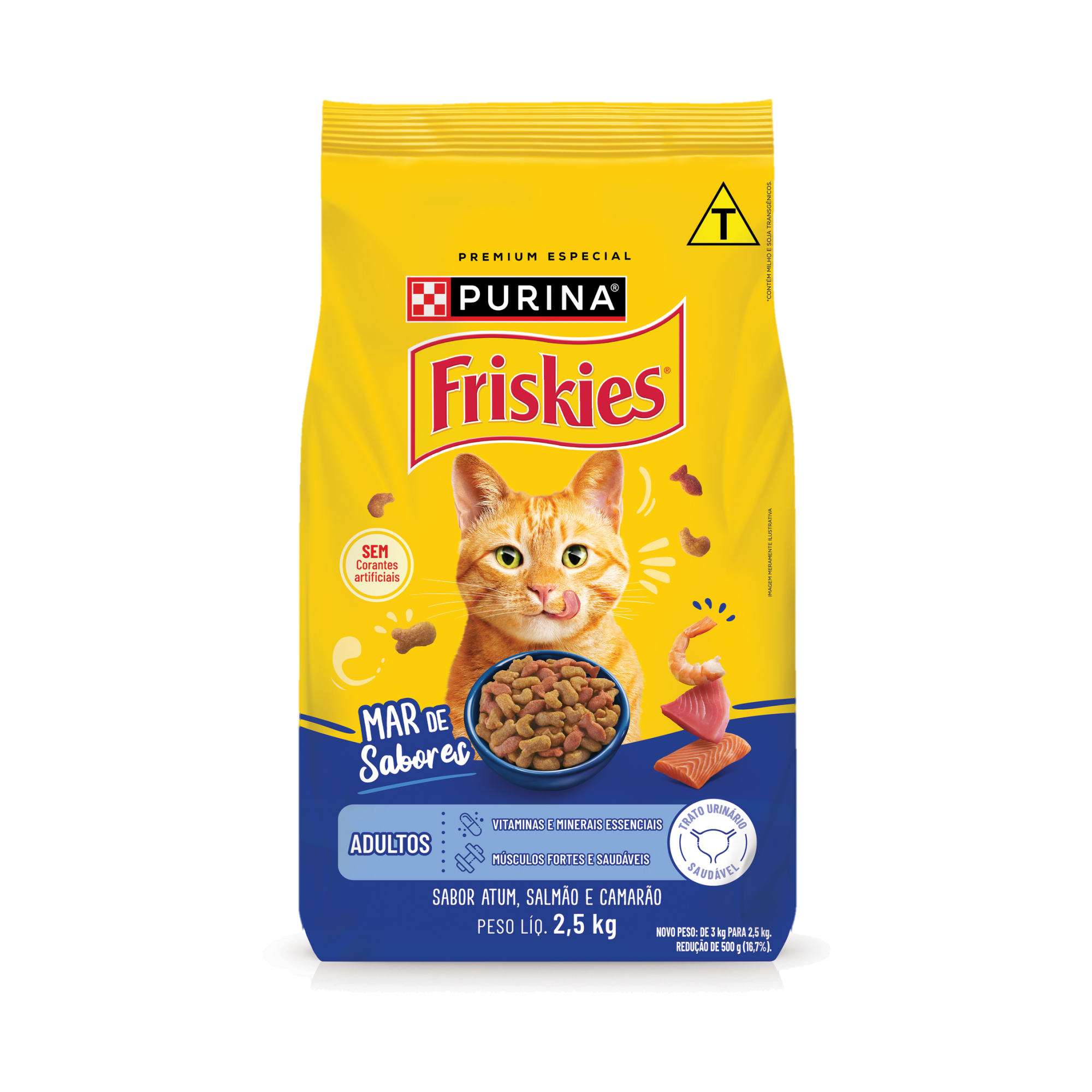 Embalagem de PURINA FRISKIES® Ração Seca para Gatos Adultos Mar de Sabores, vista frontal