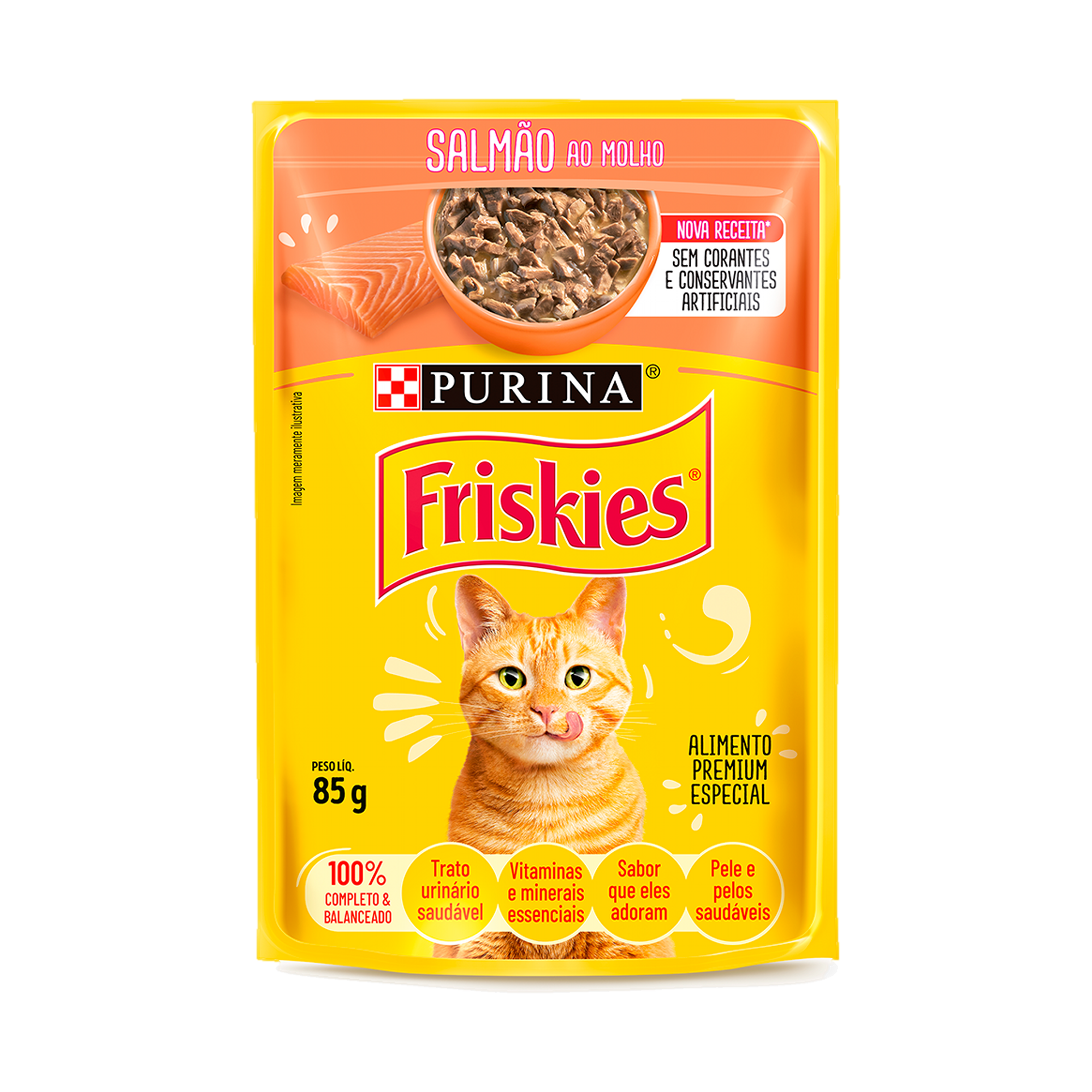 Embalagem de Friskies® Salmão ao molho, vista frontal