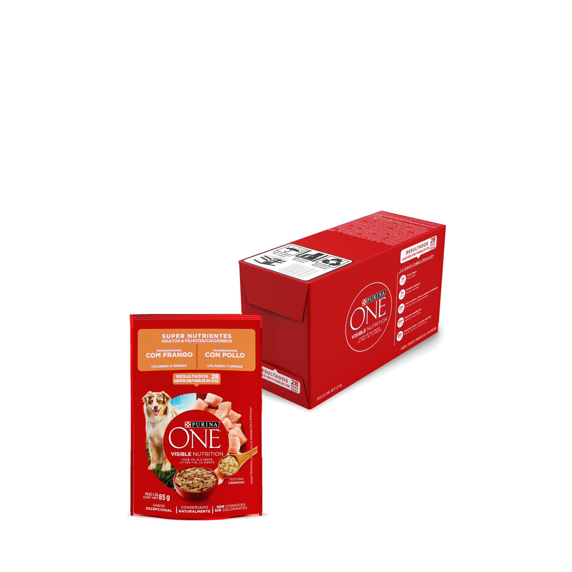 Embalagem múltipla de ONE® Super Nutrientes Adultos e Filhotes para todos os tamanhos sabor frango