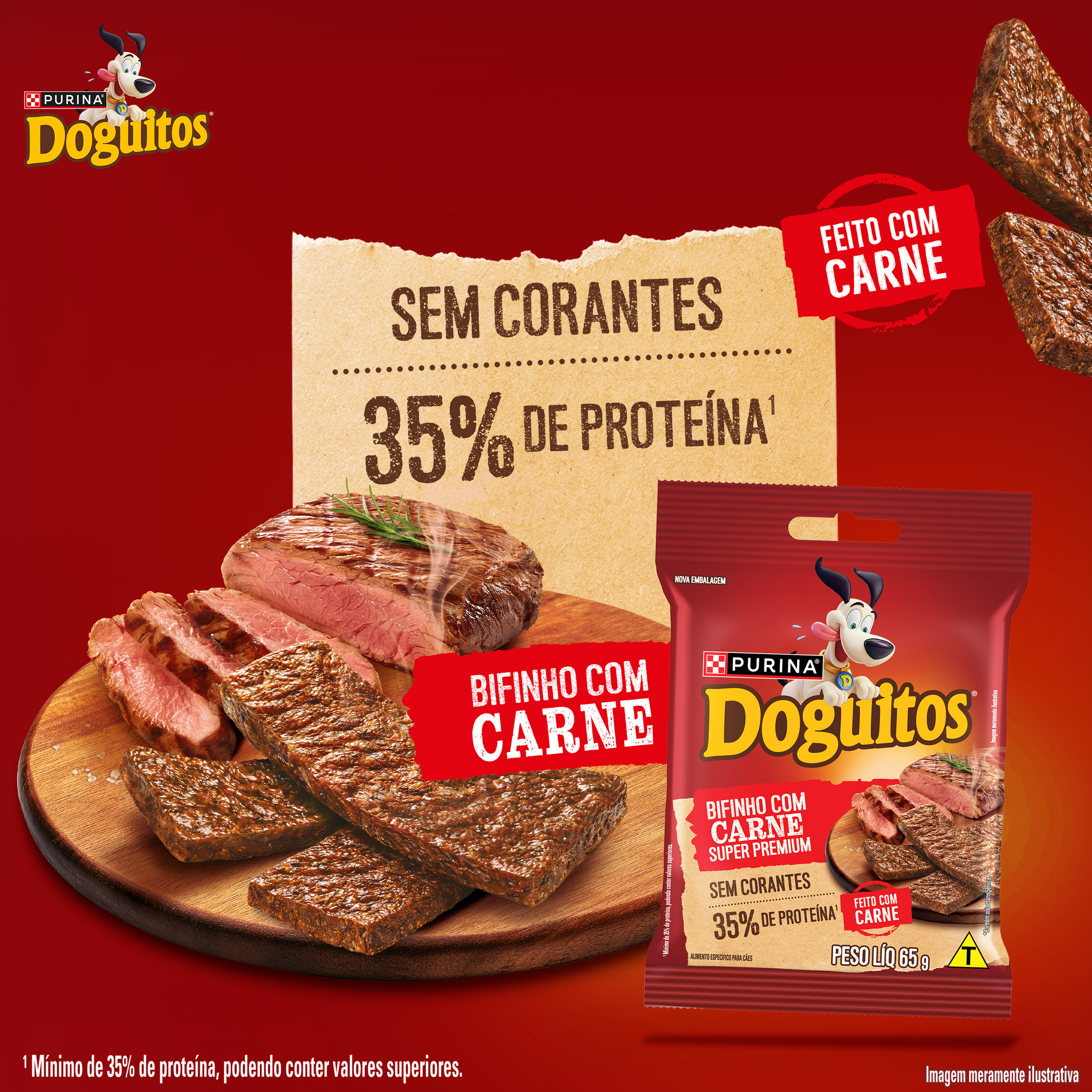 Informações de Petisco Bifinho PURINA® DOGUITOS® com Carne para Cães Adultos