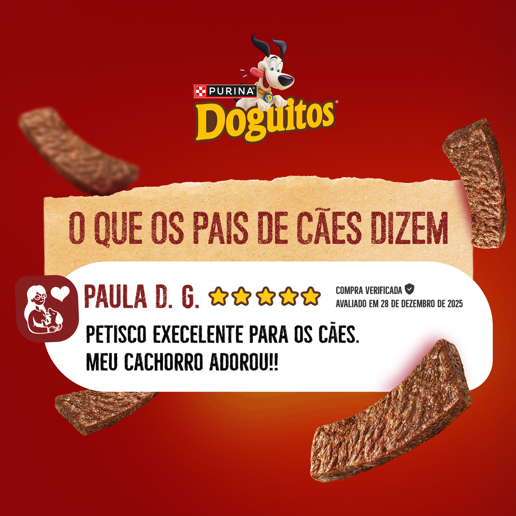 Informações de Petisco Bifinho PURINA® DOGUITOS® com Carne para Cães Adultos
