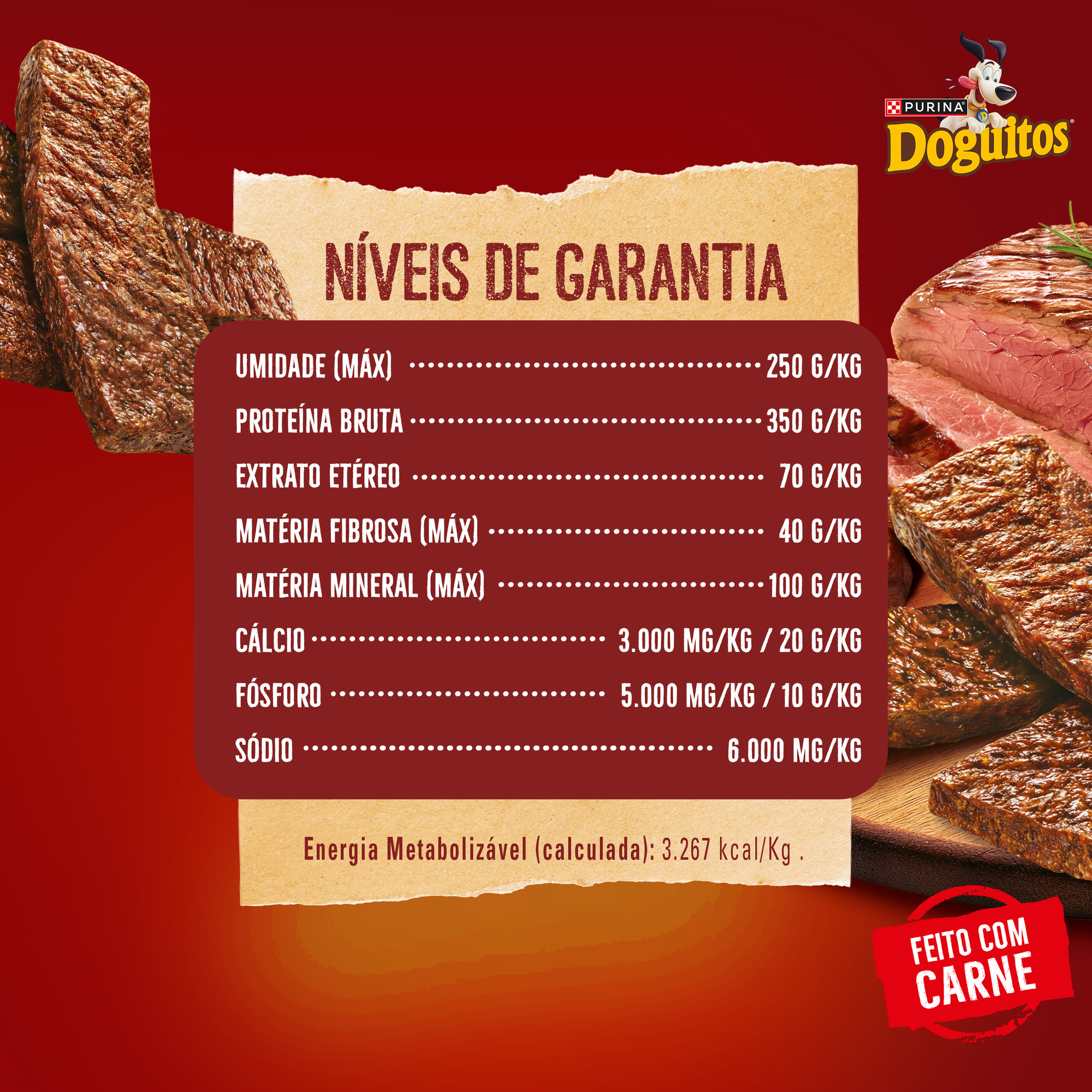 Informações de Petisco Bifinho PURINA® DOGUITOS® com Carne para Cães Adultos