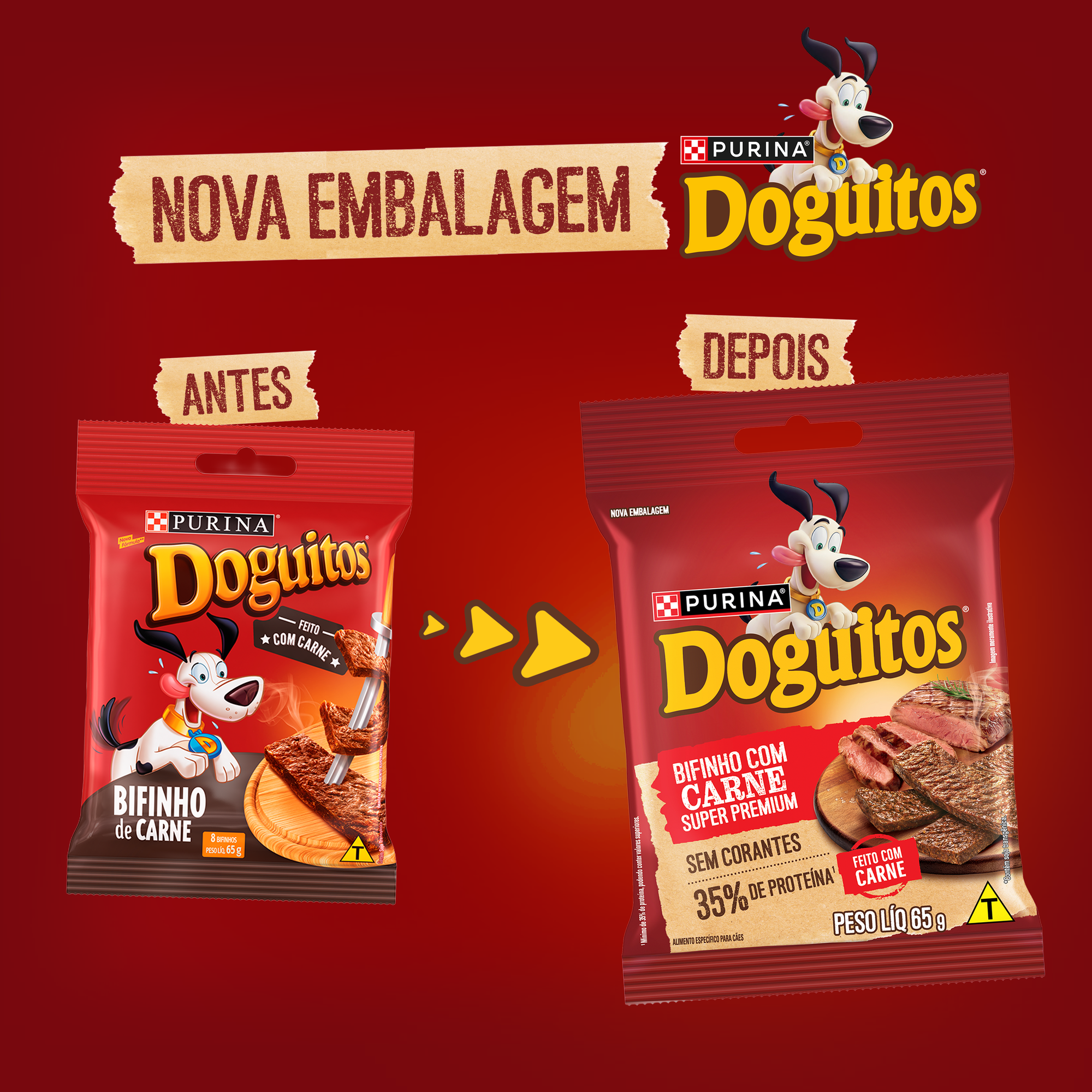 Informações de Petisco Bifinho PURINA® DOGUITOS® com Carne para Cães Adultos