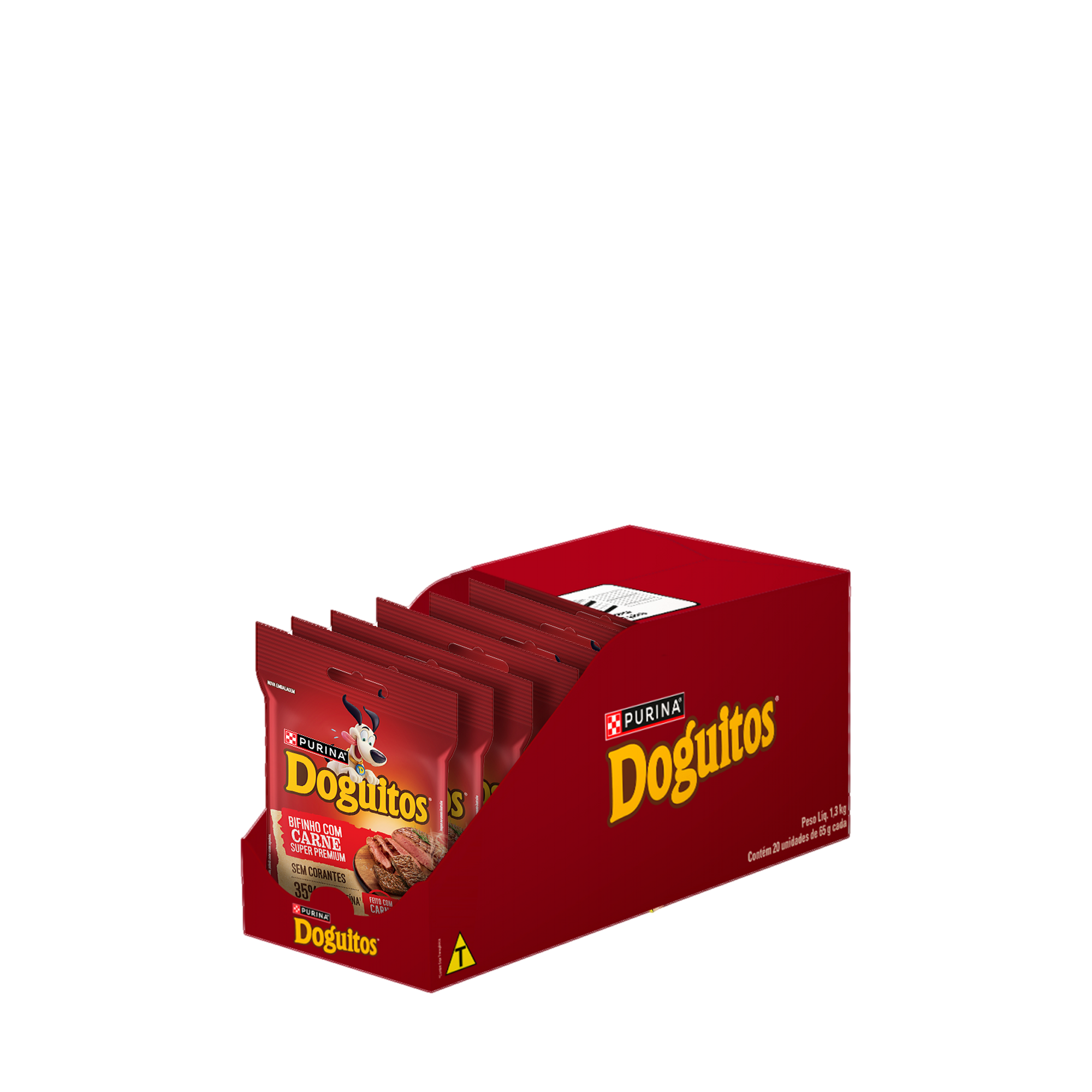 Embalagem múltipla de Petisco Bifinho PURINA® DOGUITOS® com Carne para Cães Adultos